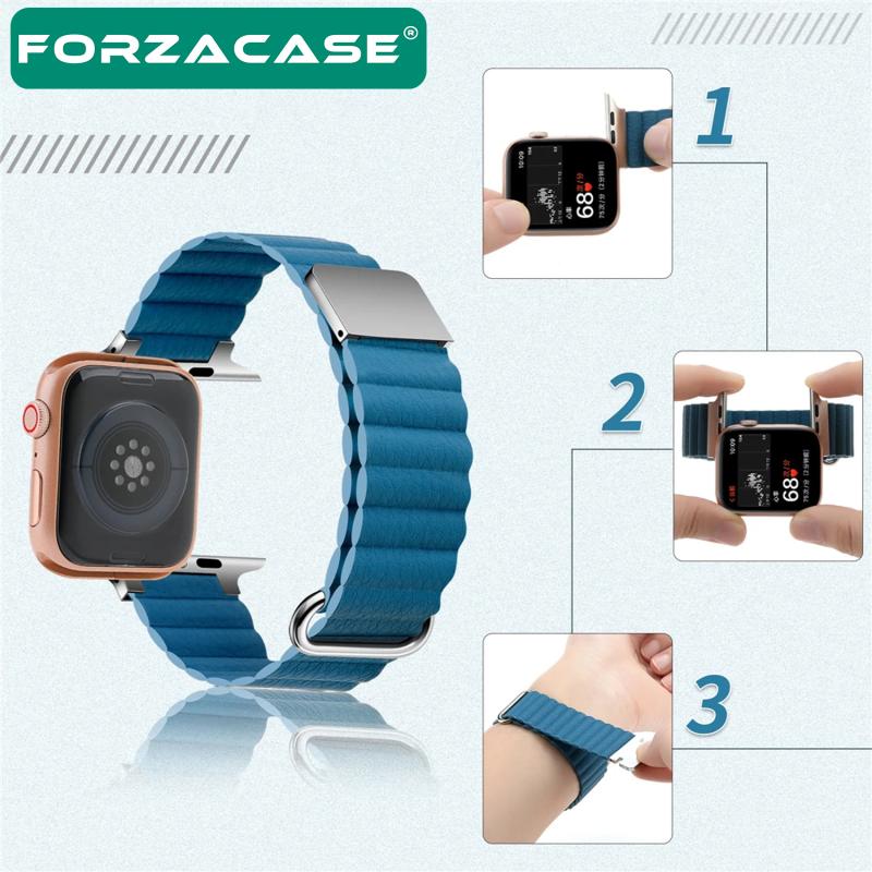 Forzacase%20Apple%20Watch%20Ultra%2049mm%20için%20Manyetik%20Tokalı%20Deri%20Kordon%20Kayış%20-%20FC170