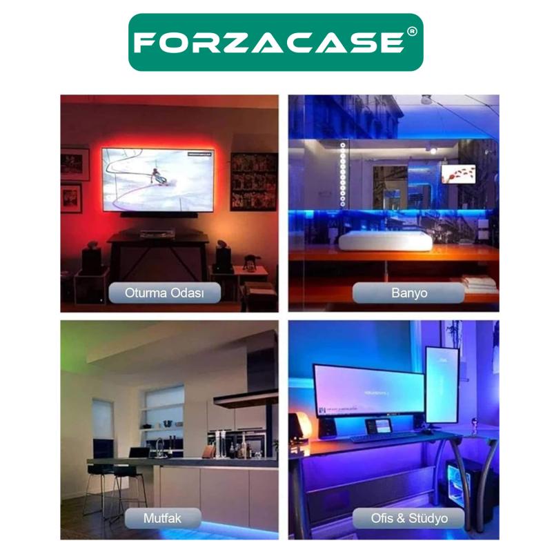 Forzacase%20Uzaktan%20Kumandalı%20RGB%20LED%205%20Metre%20Şerit%20Gökkuşağı%20Işık%20Şeridi%20Led%20Işığı%20-%20FC187