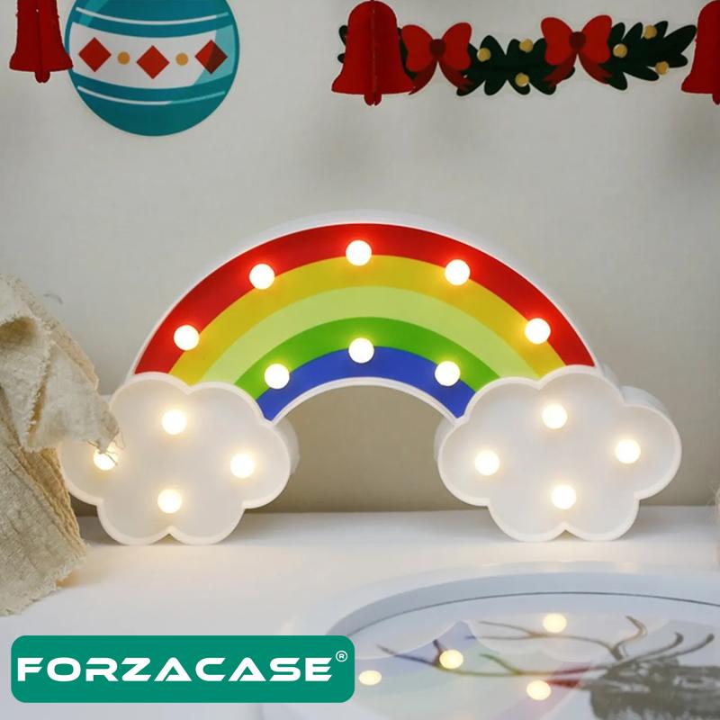 Forzacase%20Duvara%20Asılabilir%20Led%20Işıklı%20Gökkuşağı%20Gece%20Lambası-%20FC223