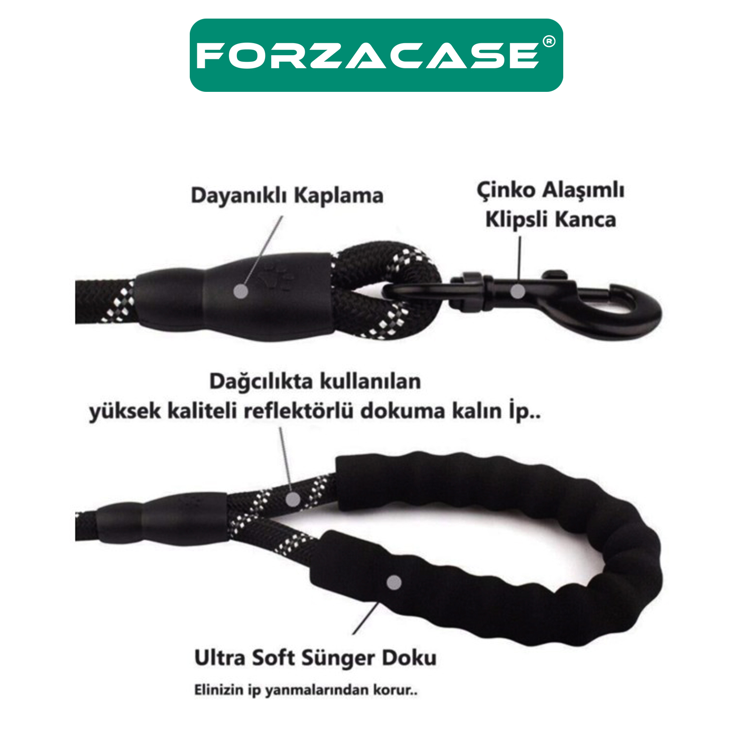 Forzacase%20Orta%20ve%20Büyük%20Boy%20Köpekler%20için%20Reflektörlü%20Gezdirme%20Tasması%20130%20cm%20-%20FC419