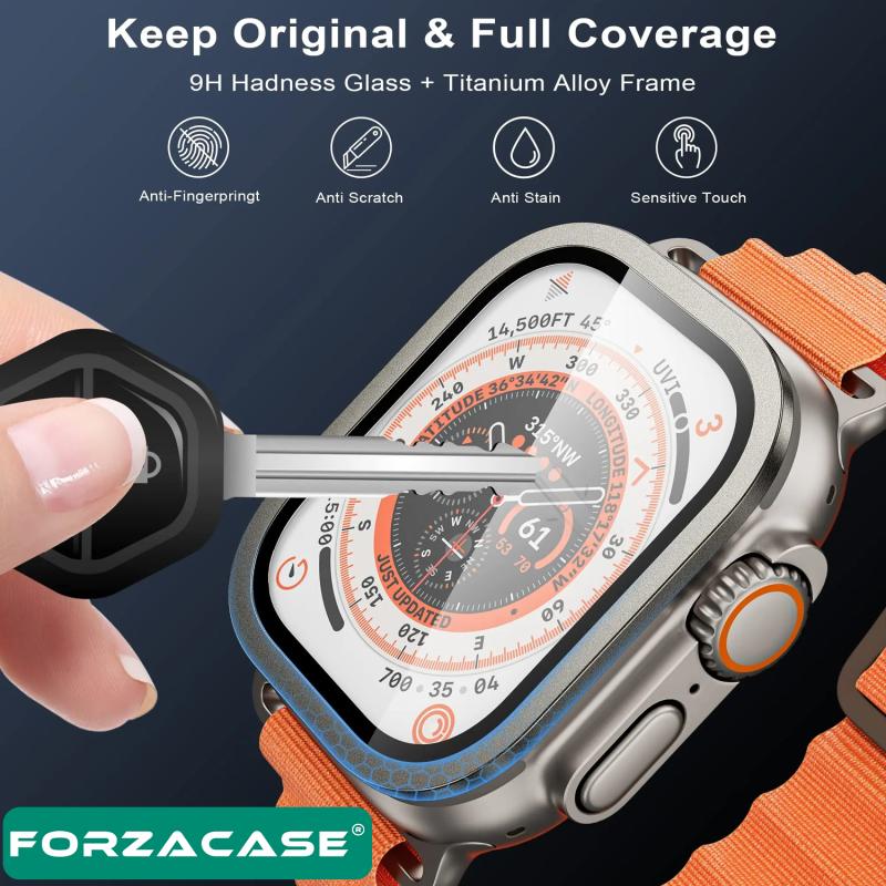 Forzacase%20Apple%20Watch%20Ultra%2049%20mm%20için%20Metal%20Çerçeveli%20Tam%20Kaplayan%203D%20Ekran%20Koruyucu%20Cam%20-%20FC249