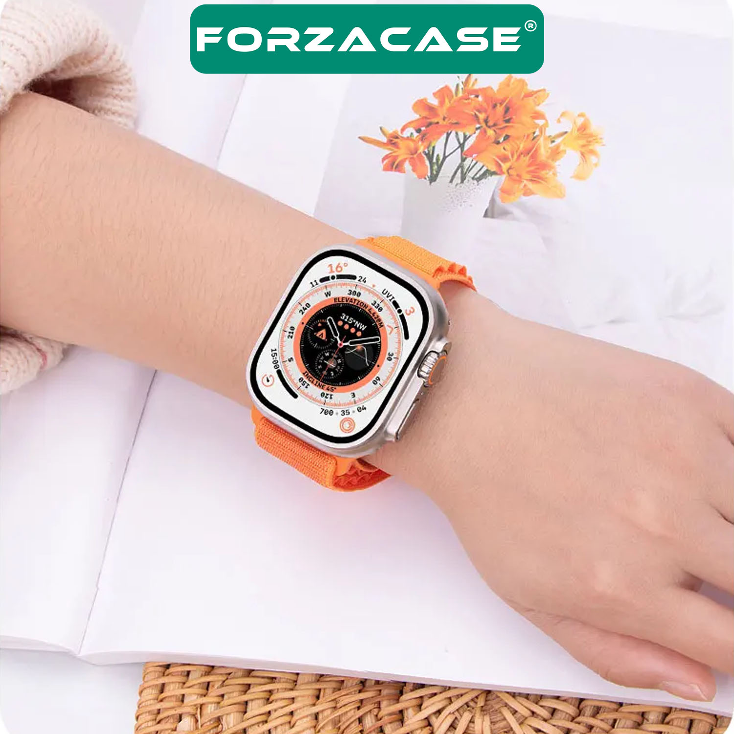 Forzacase%20Apple%20Watch%20Ultra%202%2049mm%20ile%20uyumlu%20uyumlu%20Kancalı%20Kumaş%20Kordon%20Kayış%20-%20FC269