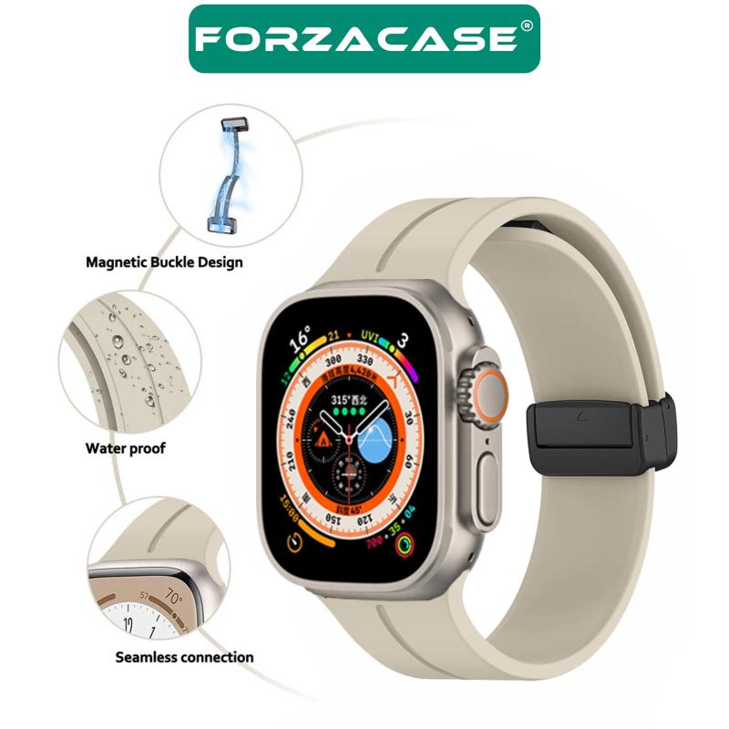 Forzacase%20Apple%20Watch%209%2045%20mm%20için%20Manyetik%20Tokalı%20Silikon%20Kordon%20Kayış%20+%20Ekran%20Koruma%20Filmi%20-%20FC272