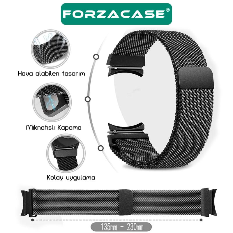 Forzacase%20Samsung%20Galaxy%20Watch%206%20Classic%2043mm%20ile%20uyumlu%20Metal%20Mıknatıslı%20Kordon%20Kayış%20-%20FC302