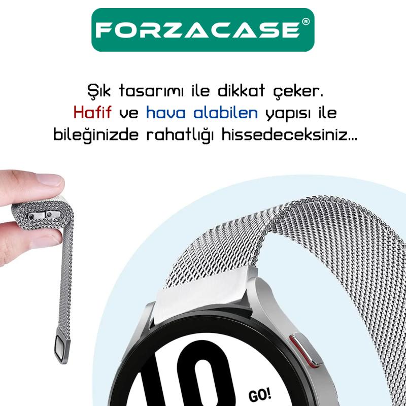 Forzacase%20Samsung%20Galaxy%20Watch%206%2044mm%20Metal%20Mıknatıslı%20Kordon%20Kayış%20+%20Ekran%20Koruma%20Filmi%20-%20FC302