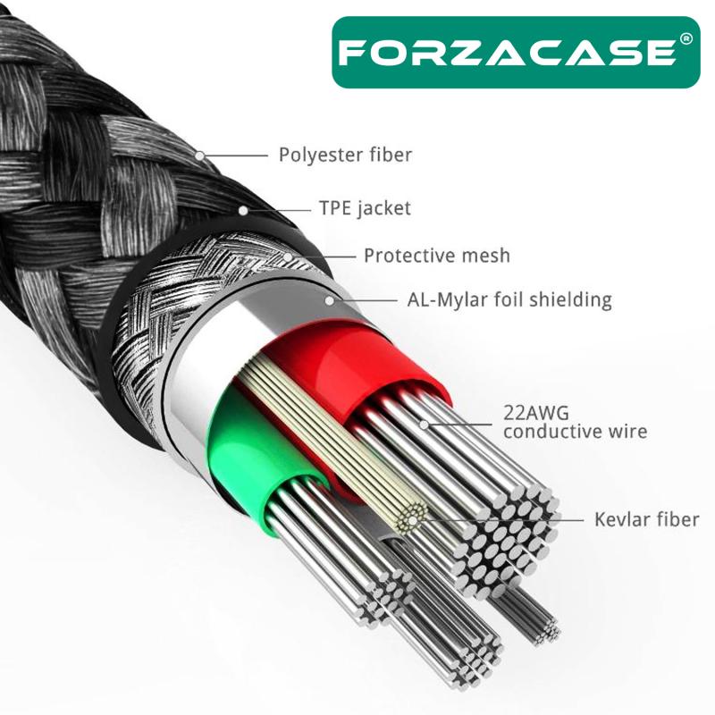 Forzacase%20Hydra%20Serisi%20Type-C%20to%20Lightning%20Örgülü%2020W%20PD%20Hızlı%20Şarj%20Kablosu%201%20metre%20-%20FC317