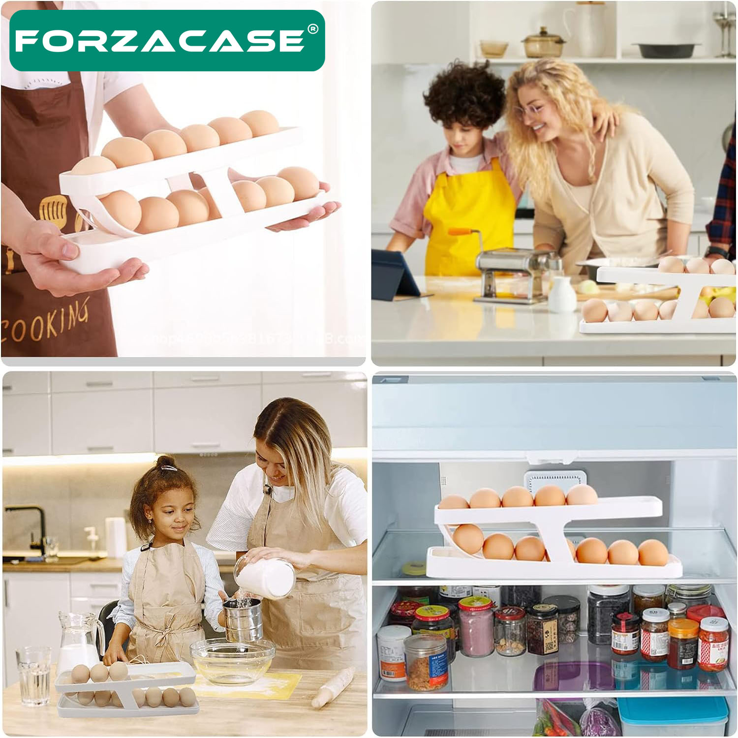 Forzacase%202%20Katlı%20Otomatik%20Buzdolabı%20Yumurta%20Standı%20Organizer%20Yumurtalık%20Rafı%20Saklama%20Kabı%20-%20FC327