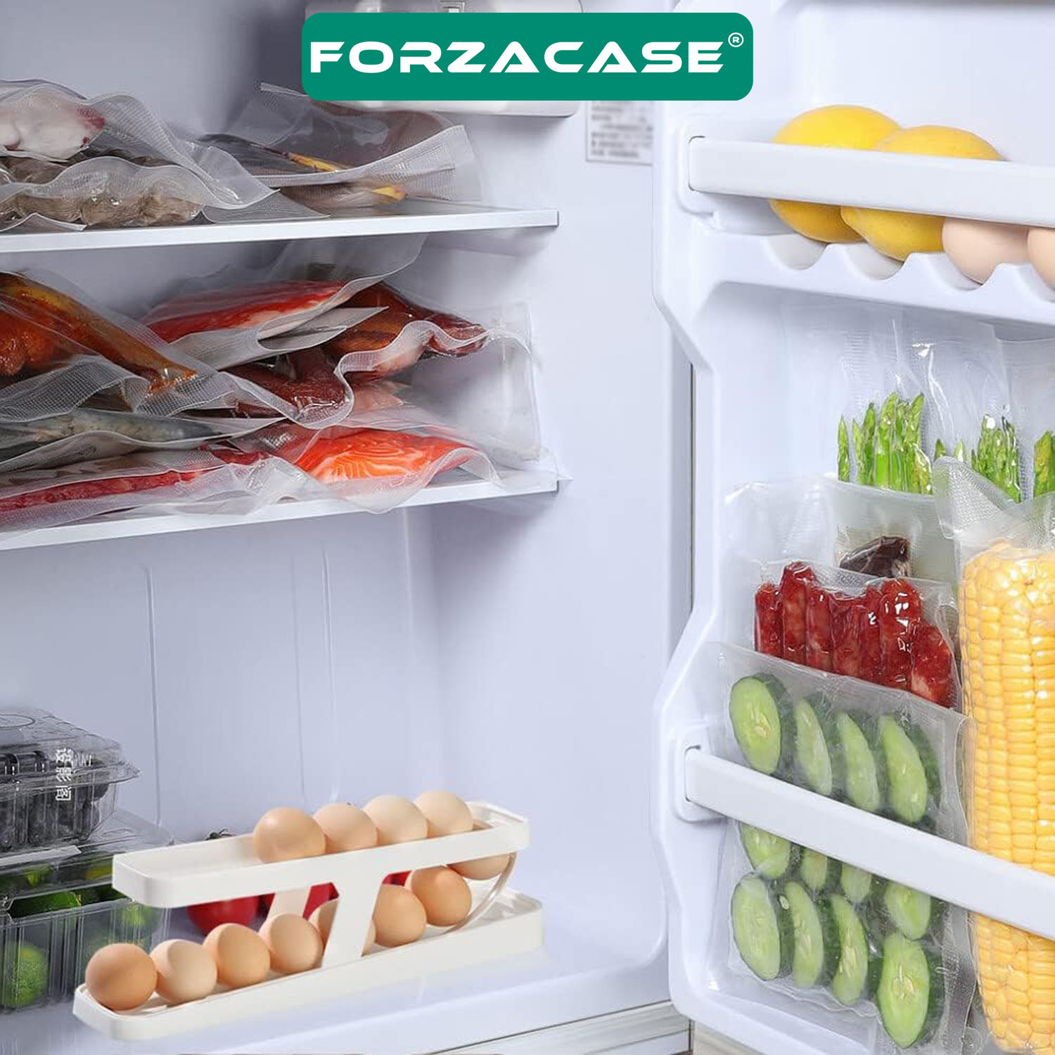 Forzacase%202%20Katlı%20Otomatik%20Buzdolabı%20Yumurta%20Standı%20Organizer%20Yumurtalık%20Rafı%20Saklama%20Kabı%20-%20FC327