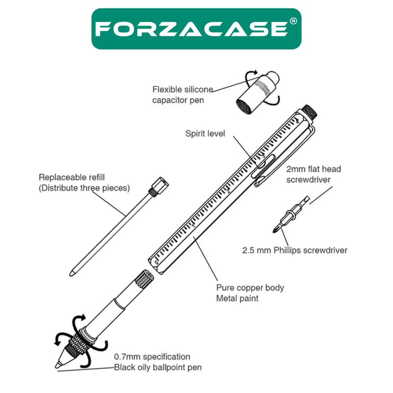 Forzacase%20Su%20Terazili%20Cetvelli%20Tornavidalı%20Çok%20Fonksiyonlu%20Mühendis%20Kalemi%20Dokunmatik%20Touchpen%20FC367