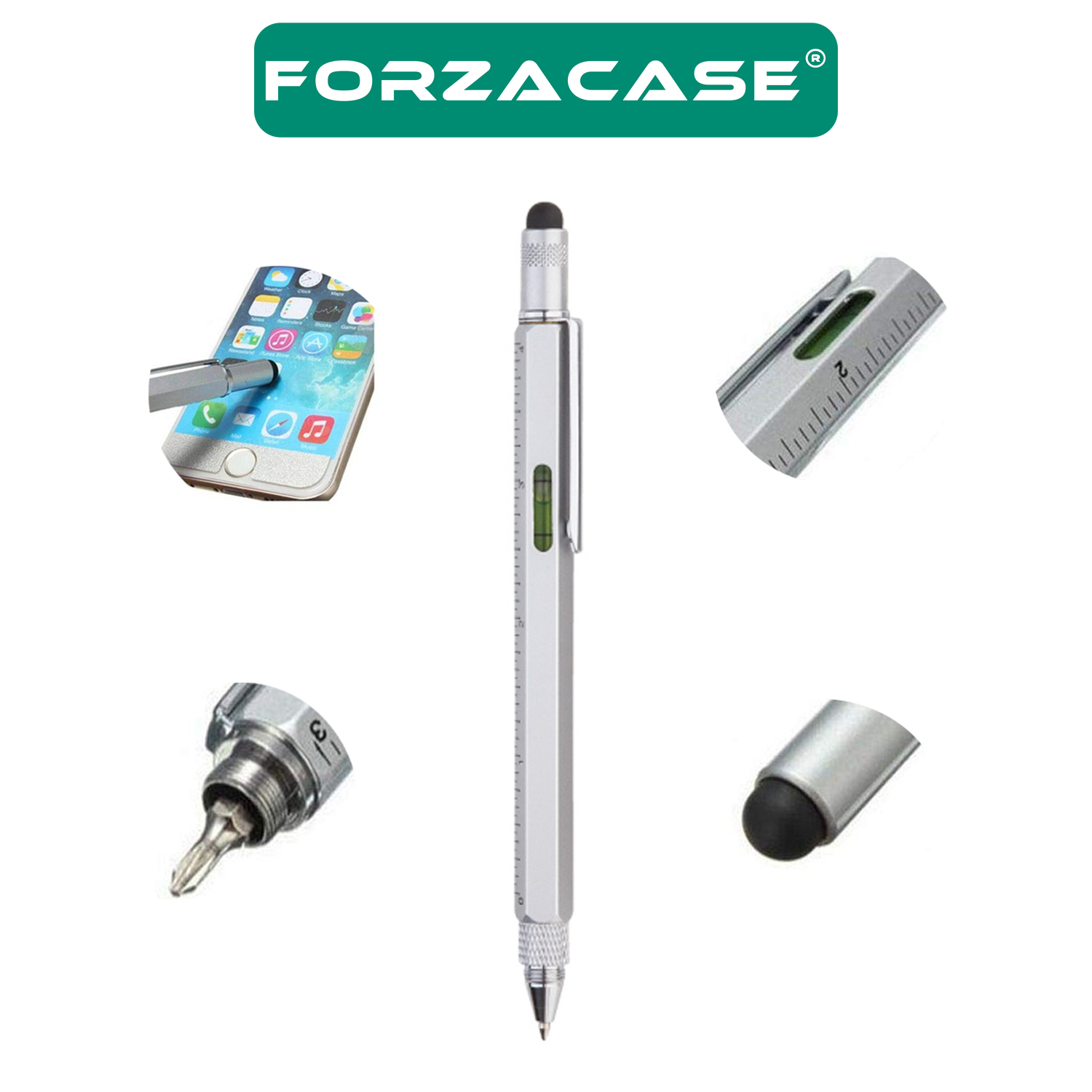 Forzacase%20Su%20Terazili%20Cetvelli%20Tornavidalı%20Çok%20Fonksiyonlu%20Mühendis%20Kalemi%20Dokunmatik%20Touchpen%20FC367