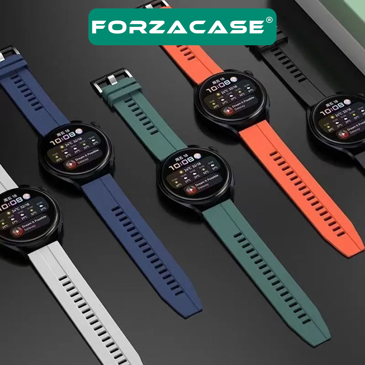 Forzacase%20Realme%20Watch%2036%20mm%20/%20Realme%20Watch%20S%20için%20Tokalı%20Çizgi%20Desen%20Silikon%20Kordon%20Kayış%20-%20FC369