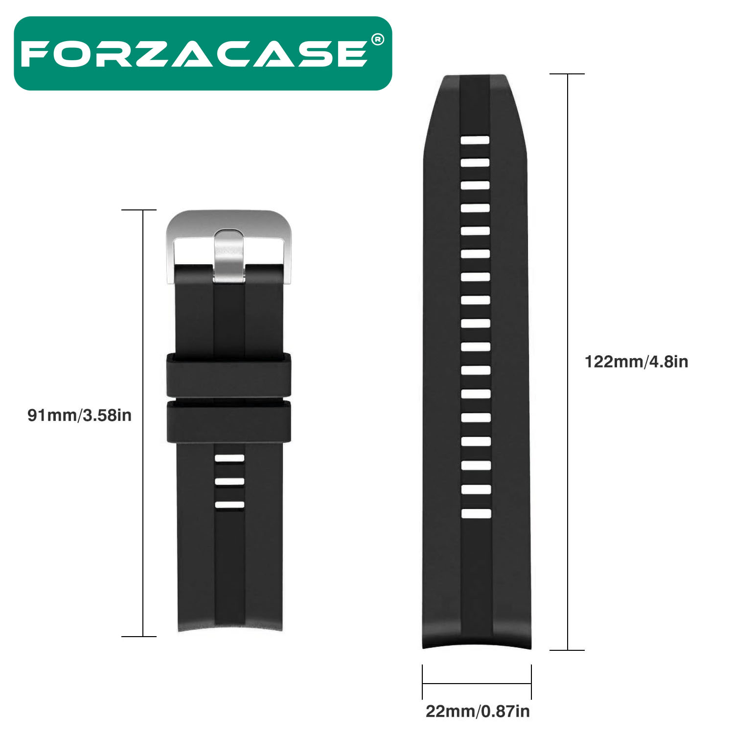 Forzacase%20Huawei%20Watch%20Buds%20için%20Tokalı%20Çizgi%20Desen%20Silikon%20Kordon%20Kayış%20-%20FC369