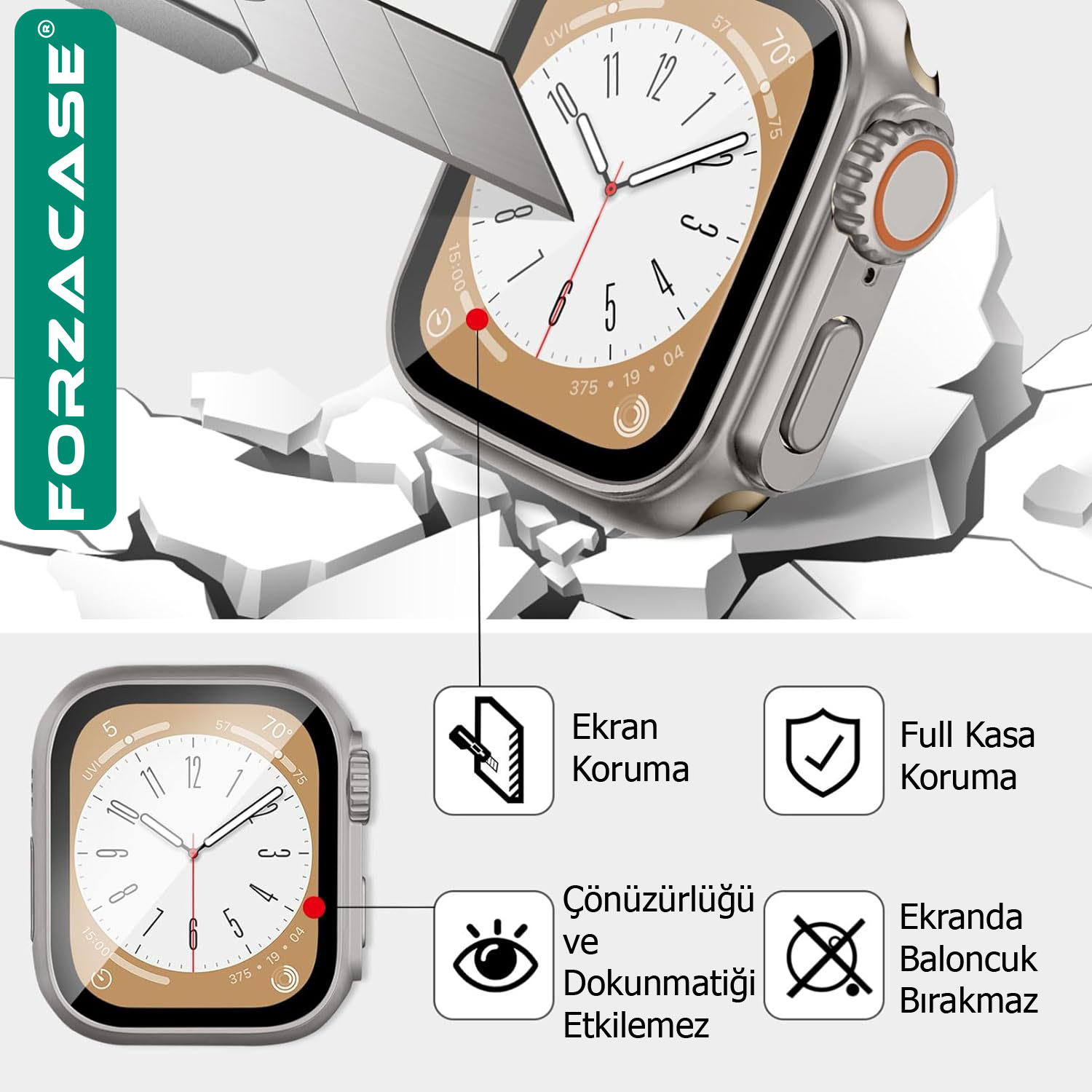 Forzacase%20Apple%20Watch%2045mm%20ile%20uyumlu%20Full%20Ekran%20Kasa%20Koruyucu%20ve%20Watch%20Ultra%20Çevirici%20Kılıf%20-%20FC399