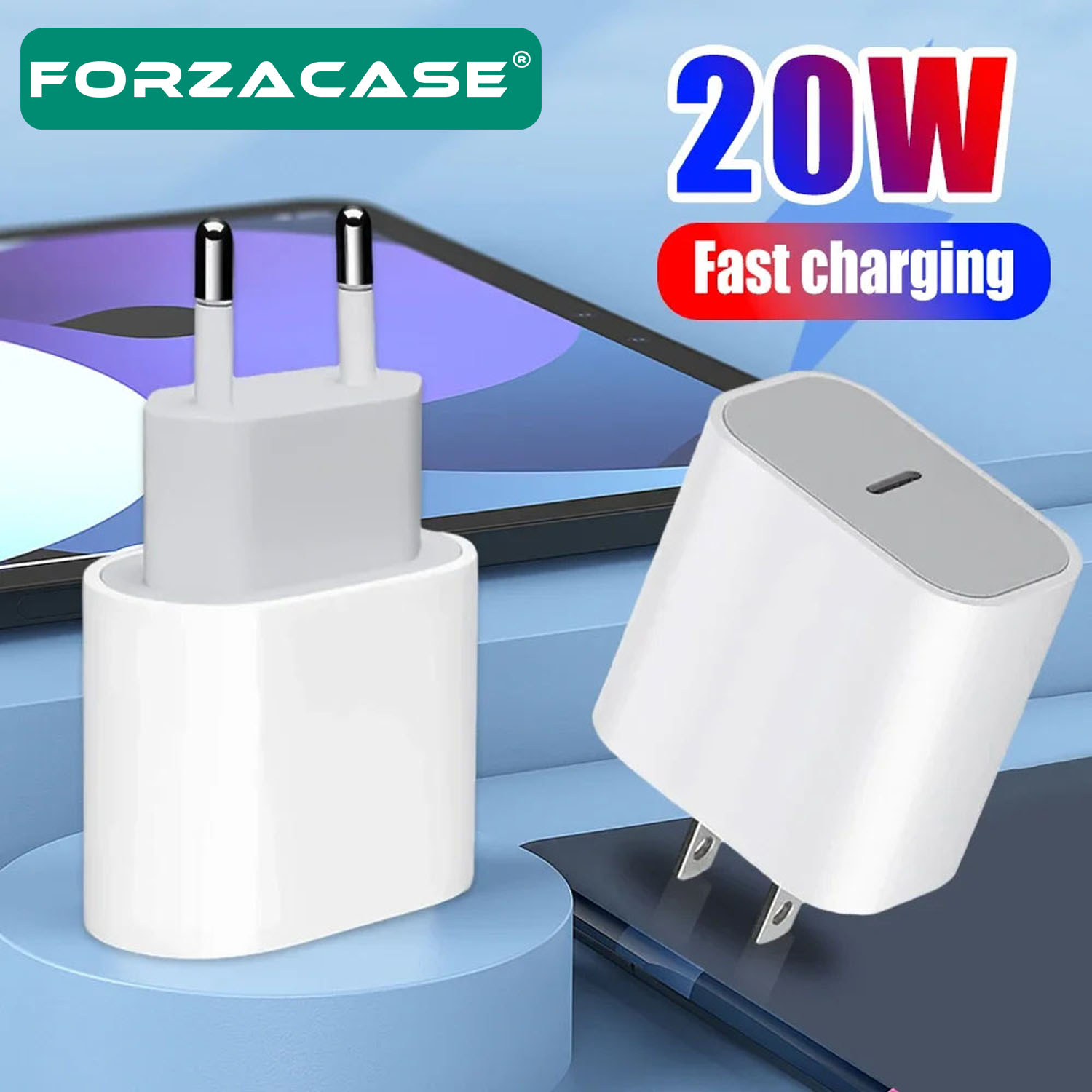 Forzacase%20iPhone%2013%20Serisi%20ile%20uyumlu%20Hızlı%20Şarj%20Destekli%2020W%20USB-C%20Güç%20Adaptörü%20PD%20Adaptör%20-%20FC400