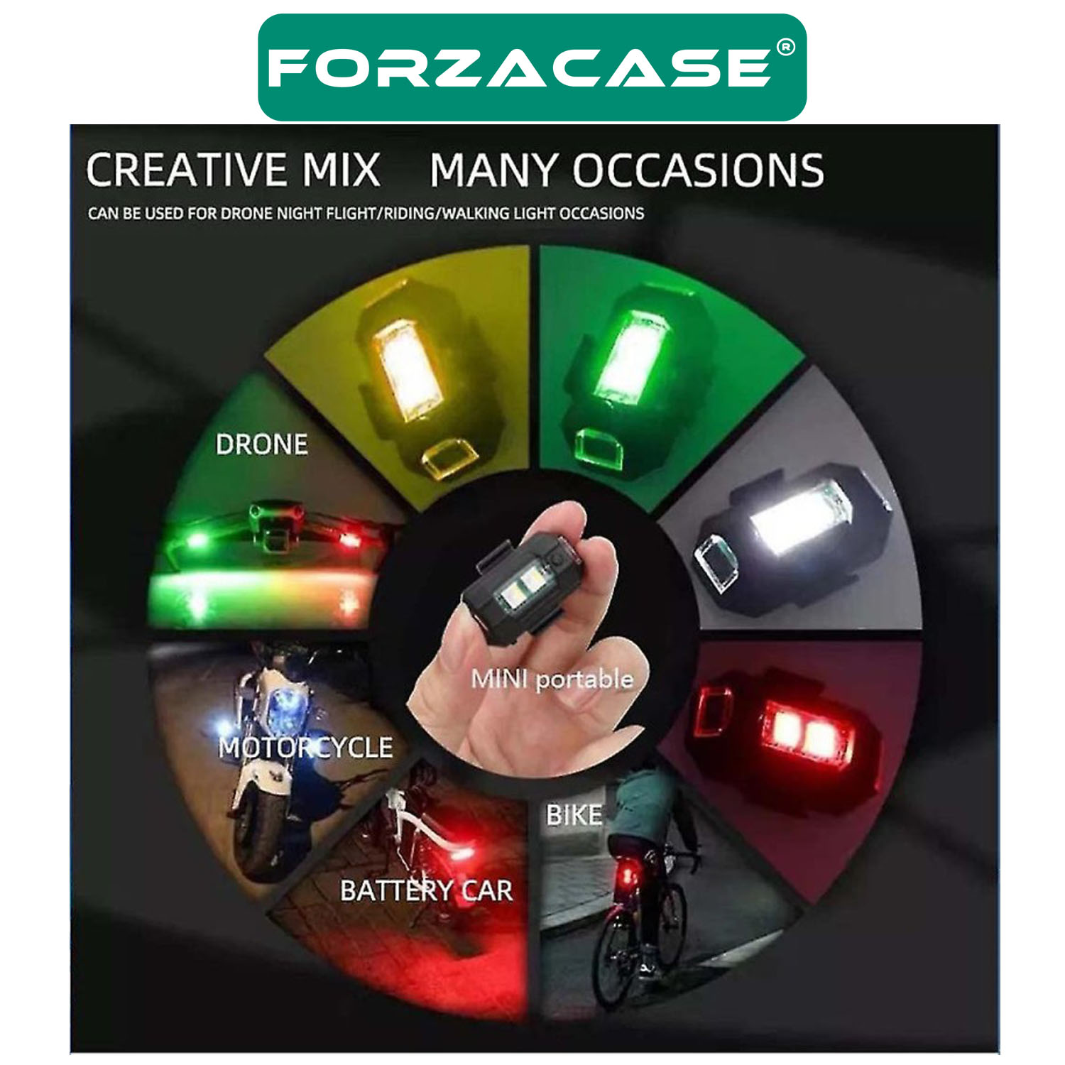 Forzacase%207%20Renkli%20RGB%20Şarjlı%20Flaşör%20Led%20İkaz%20Lambası%20Bisiklet%20Motosiklet%20Drone%20Uçak%20Kanadı%20-%20FC427