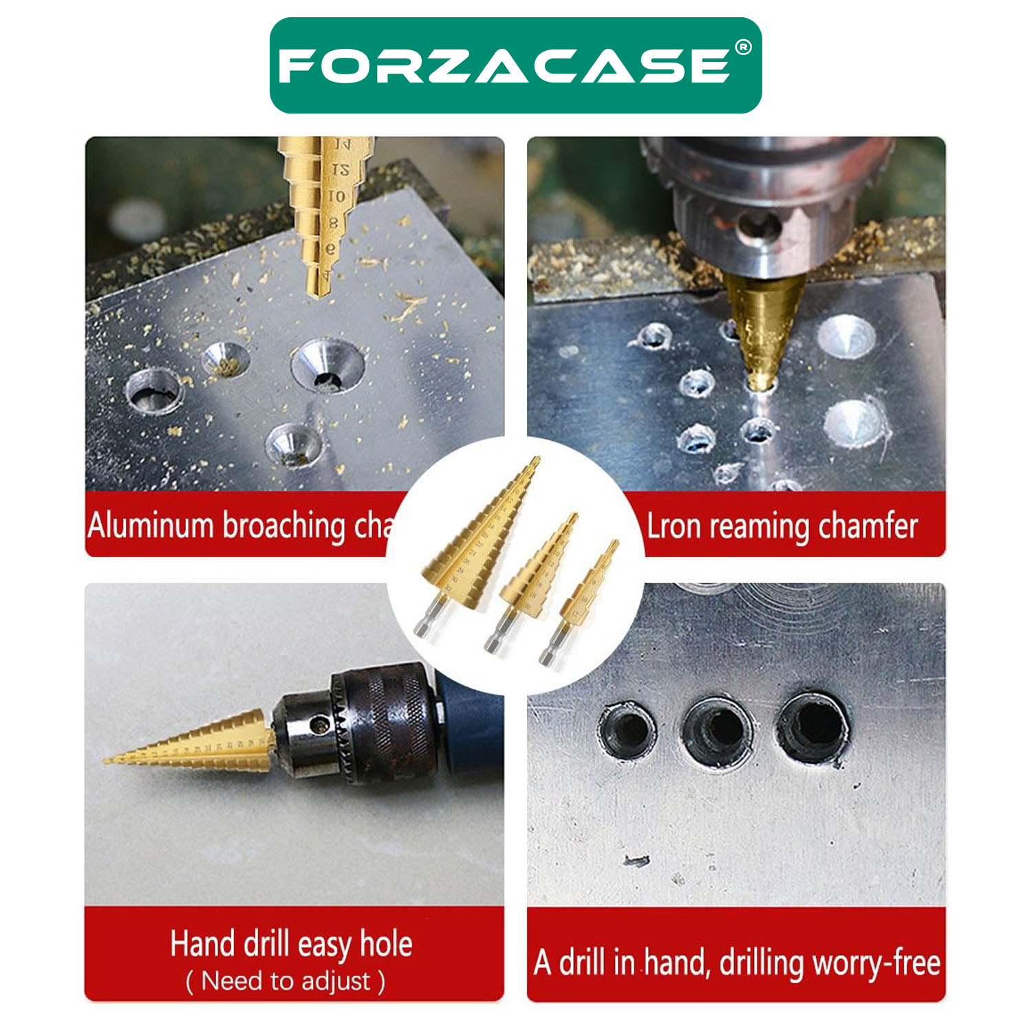 Forzacase%203’lü%20Paslanmaz%20Matkap%20Ucu%20Kademeli%20Sac%20Delme%20Aparat%20Seti%20-%20FC428