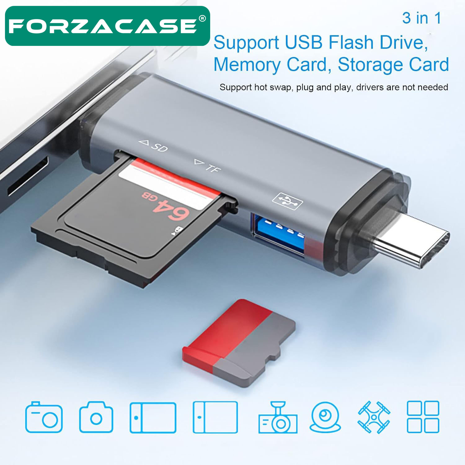 Forzacase%20USB%203.0%20Type%20C%20Micro%20USB%20Kart%20Okuyucu%203in1%20USB%20OTG%20SD/TF%20-%20FC441