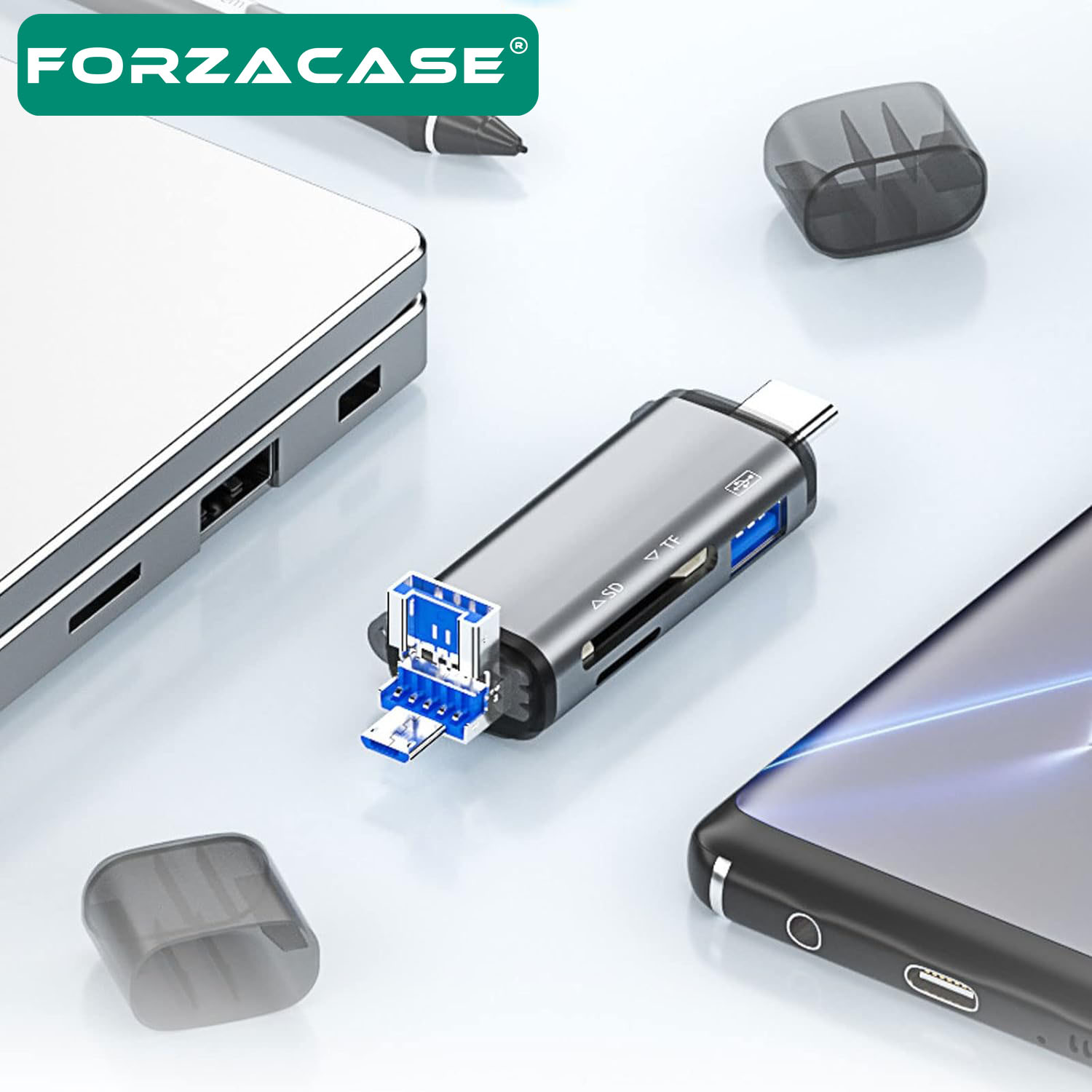 Forzacase%20USB%203.0%20Type%20C%20Micro%20USB%20Kart%20Okuyucu%203in1%20USB%20OTG%20SD/TF%20-%20FC441