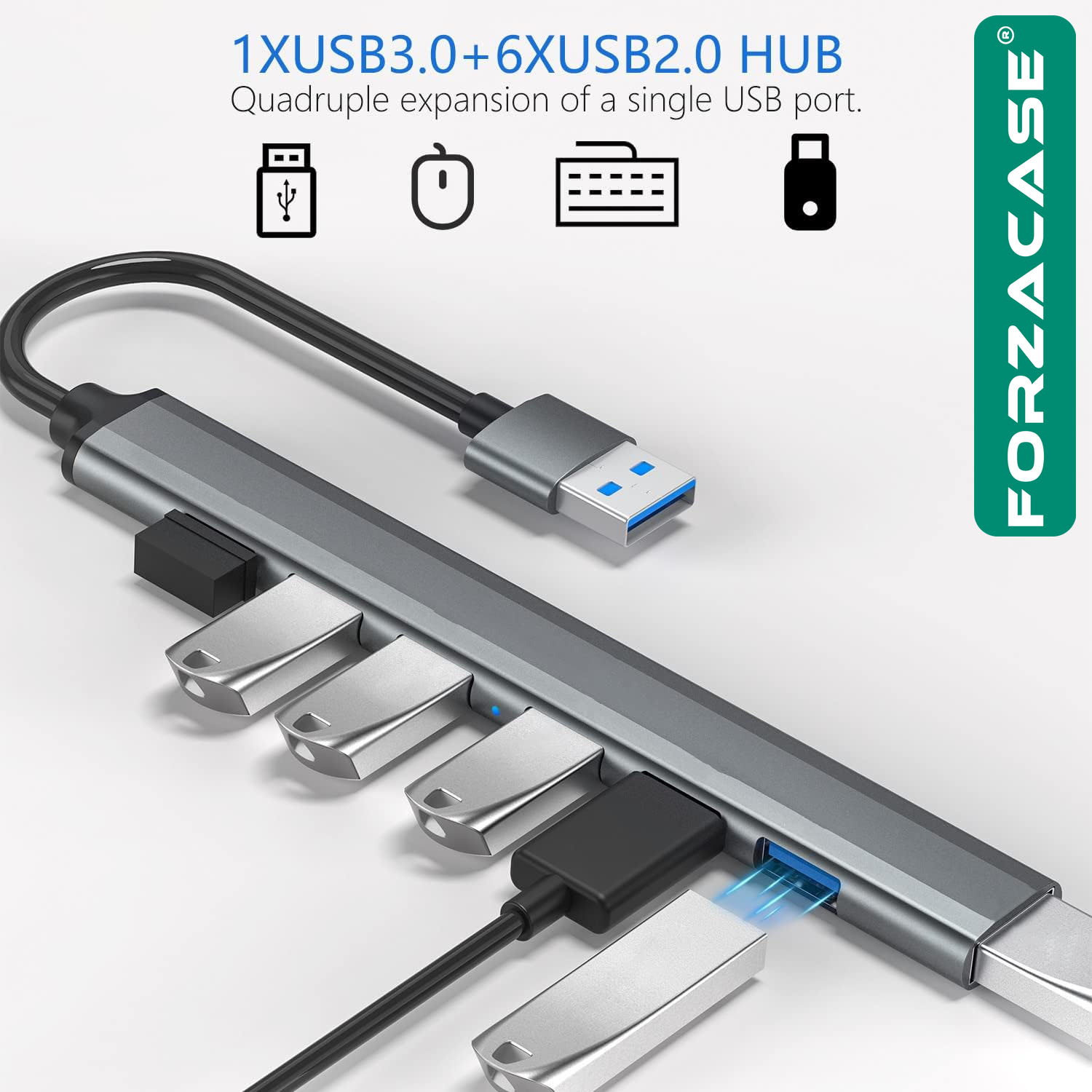 Forzacase%20USB%203.0%20to%20USB%202.0%20Port%20Çoğaltıcı%20Hub%207in1%20OTG%20Adaptör%206lı%20USB%20Çoklayıcı%20-FC445