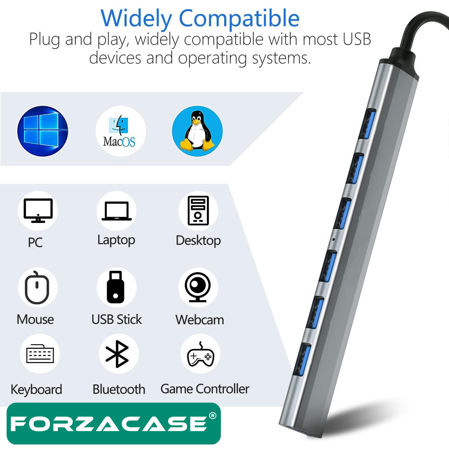 Forzacase%20USB%203.0%20to%20USB%202.0%20Port%20Çoğaltıcı%20Hub%207in1%20OTG%20Adaptör%206lı%20USB%20Çoklayıcı%20-FC445