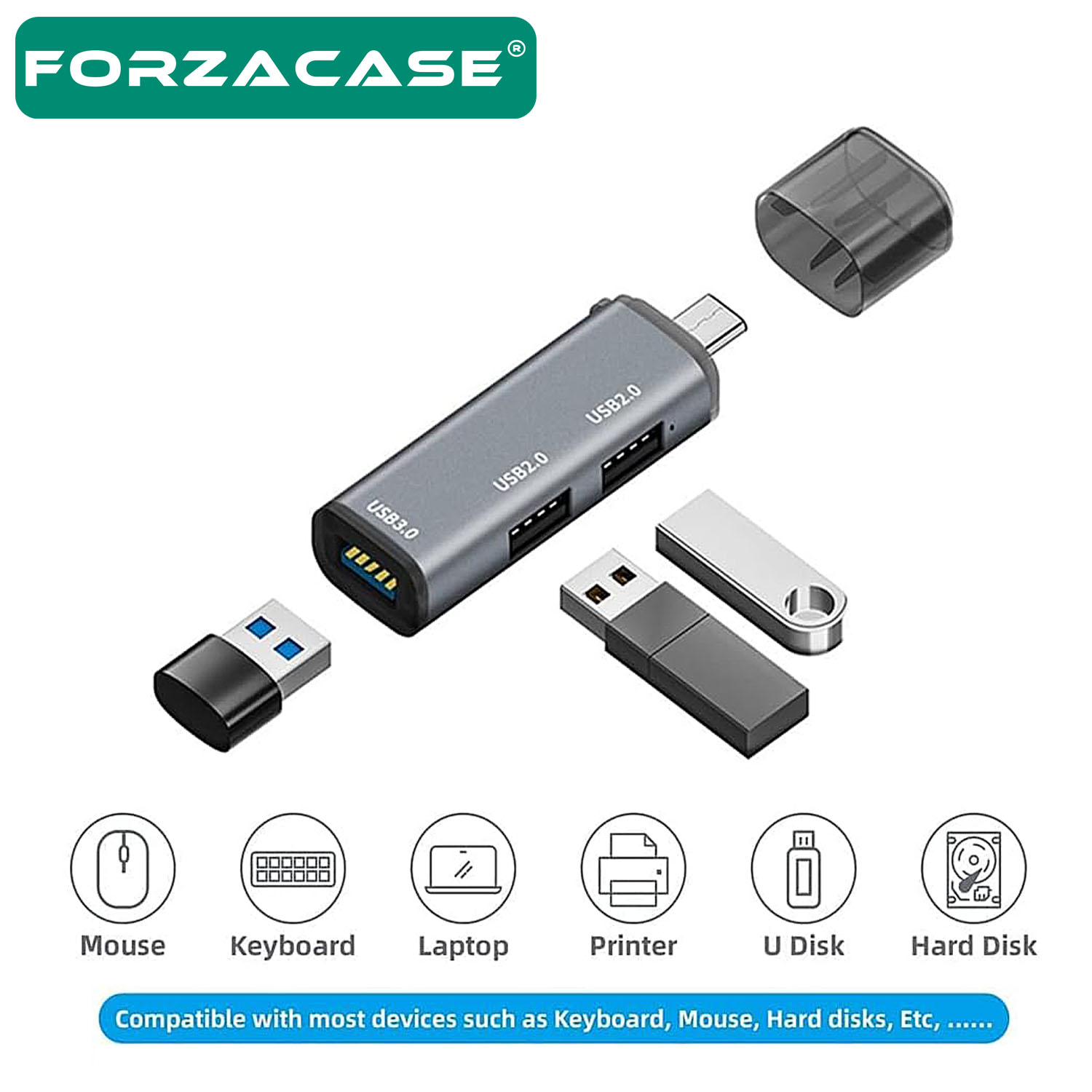 Forzacase%20Type-C%20to%20USB%203.0%20Çoğaltıcı%20Hub%203in1%20OTG%20Adaptör%20-%20FC446