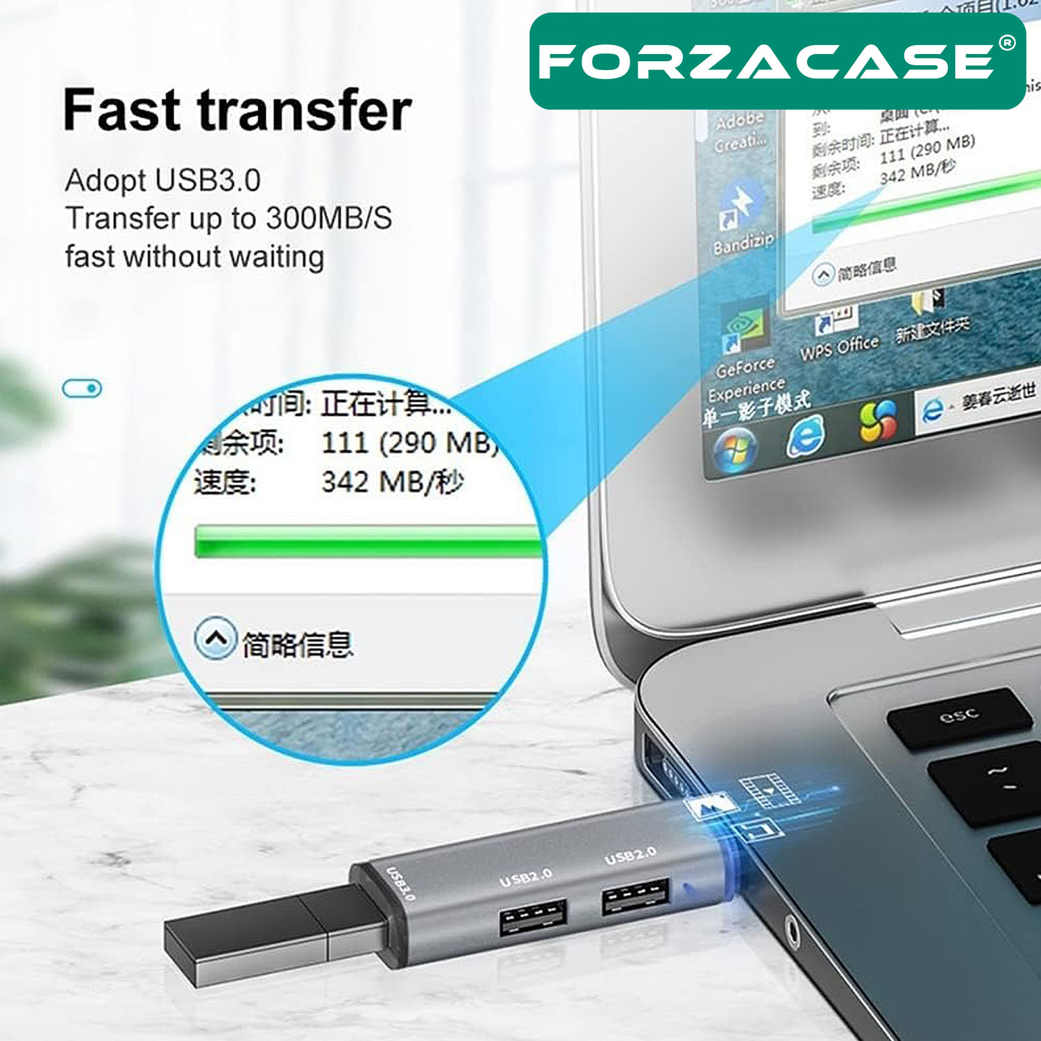 Forzacase%20Type-C%20to%20USB%203.0%20Çoğaltıcı%20Hub%203in1%20OTG%20Adaptör%20-%20FC446