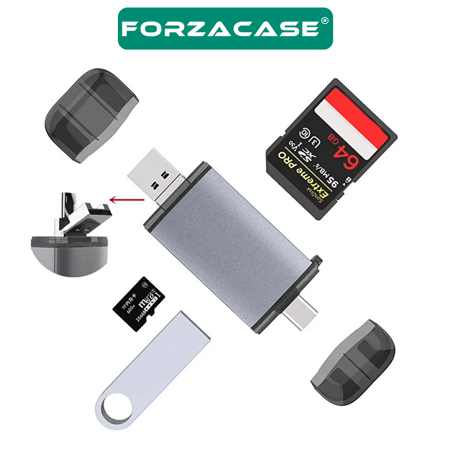 Forzacase%20USB%203.0%20Type%20C%20Micro%20USB%20Kart%20Okuyucu%203in1%20USB%20OTG%20SD/TF%20-%20FC447