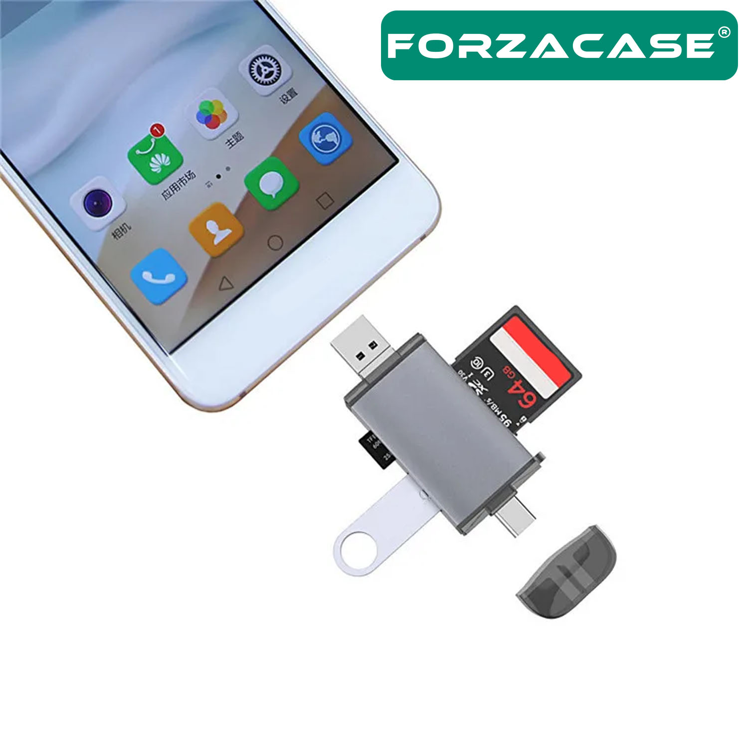 Forzacase%20USB%203.0%20Type%20C%20Micro%20USB%20Kart%20Okuyucu%203in1%20USB%20OTG%20SD/TF%20-%20FC447