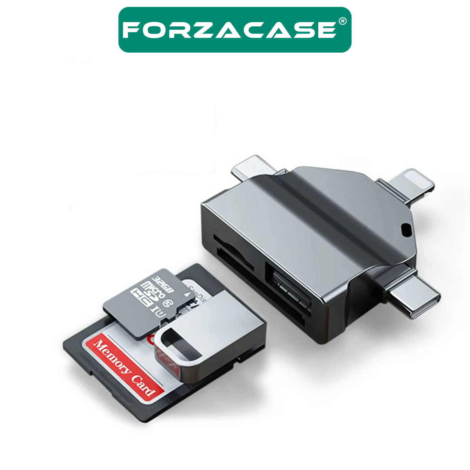 Forzacase%20Lightning%20Type-C%20Micro%20USB%20to%20USB%20Flash%20Bellek%20ve%20SD%20/%20TF%20Kart%20Okuyucu%20Adaptör%20-%20FC459