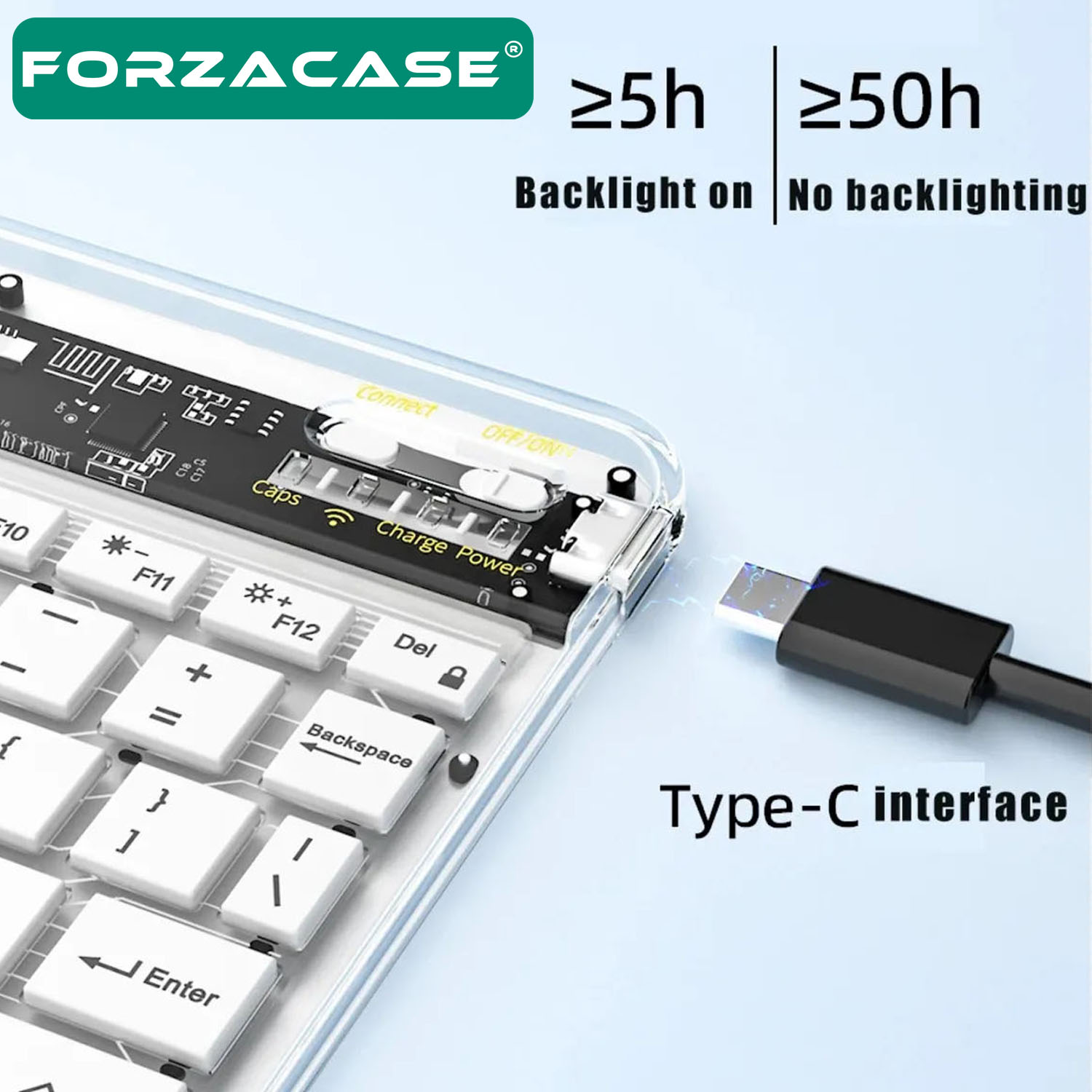 Forzacase%20Tablet%20ve%20Telefonlar%20için%207%20Renk%20RGB%20LED%20Işıklı%20Kablosuz%20Bluetooth%20Klavye%20-%20FC461