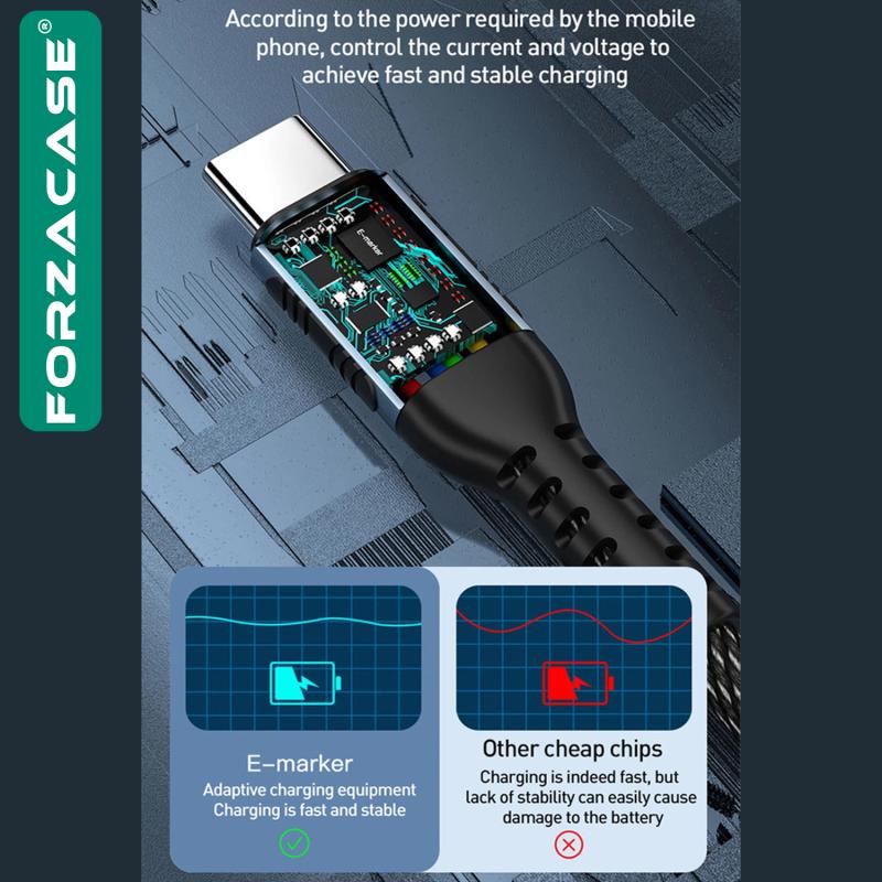 Forzacase%20Type-C%20to%20Type-C%205A%20100W%20PD%20Hızlı%20Şarj%20ve%20Data%20Kablosu%20Örgülü%201%20metre%20-%20FC463
