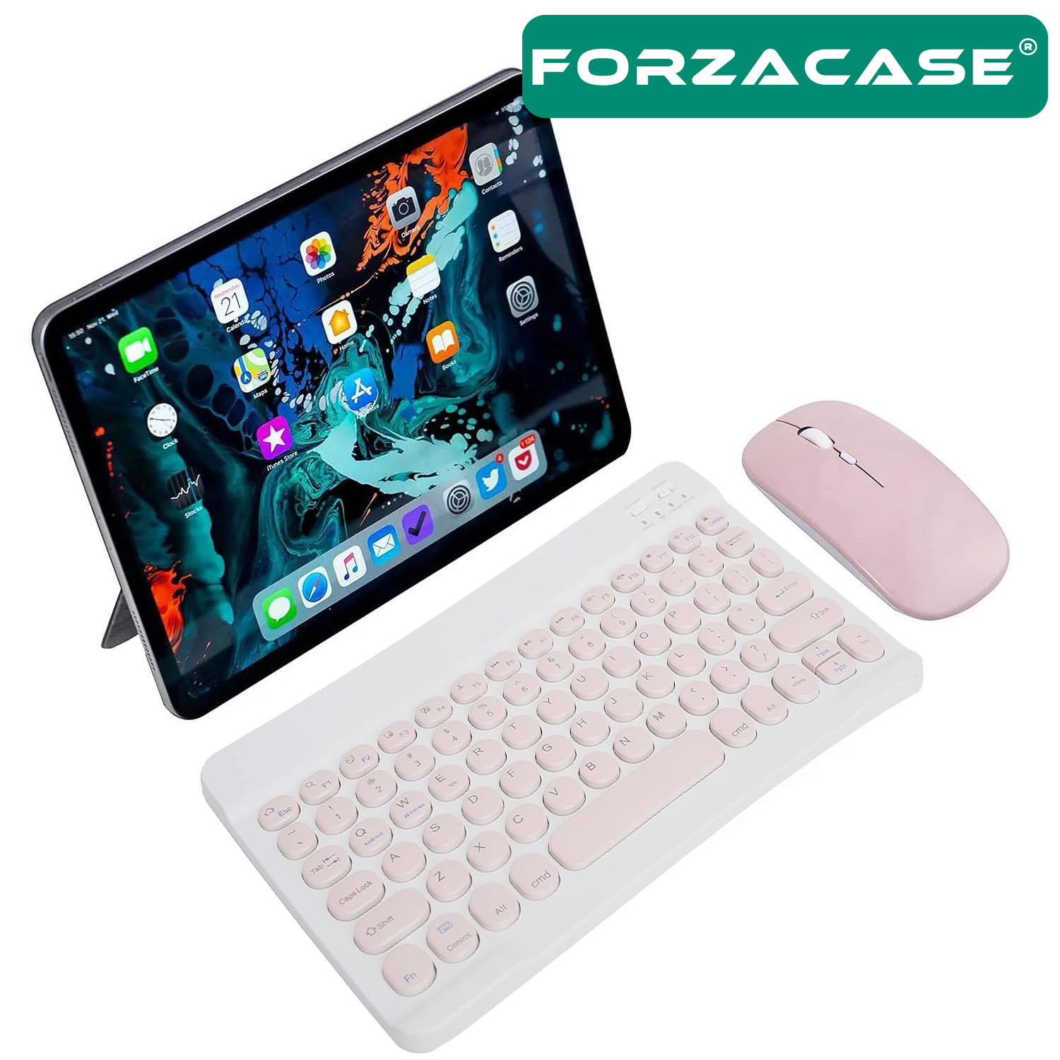 Forzacase%20Tablet%20ve%20Telefonlar%20için%20Yuvarlak%20Tuşlu%20Bluetooth%20Klavye%20ve%20Mouse%20Seti%20-%20FC465