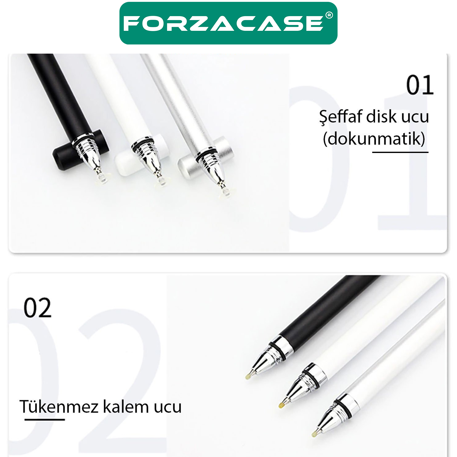 Forzacase%20Universal%20Telefon%20Tablet%20iPad%202in1%20Disk%20Uçlu%20Stylus%20Pen%20Dokunmatik%20Kalem%20-%20FC470