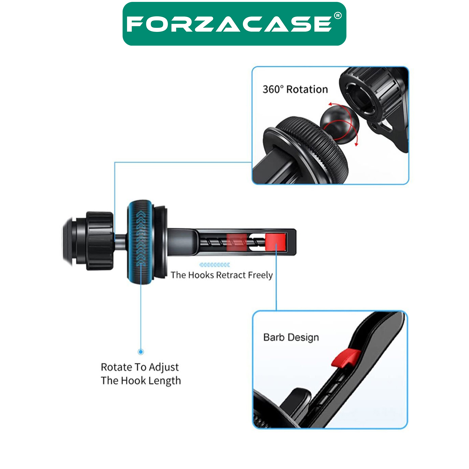 Forzacase%20Güçlendirilmiş%20Mıknatıslı%20Izgaralıktan%20Kelepçeli%20Araç%20İçi%20Telefon%20Tutucu%20-%20FC476