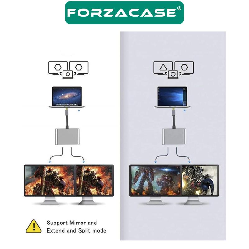 Forzacase%20Type-C%20to%20Çift%20HDMI%204K%20Ultra%20HD%20Çevirici%20Adaptör%20Çift%20Ekran%20Dönüştürücü%20-%20FC485