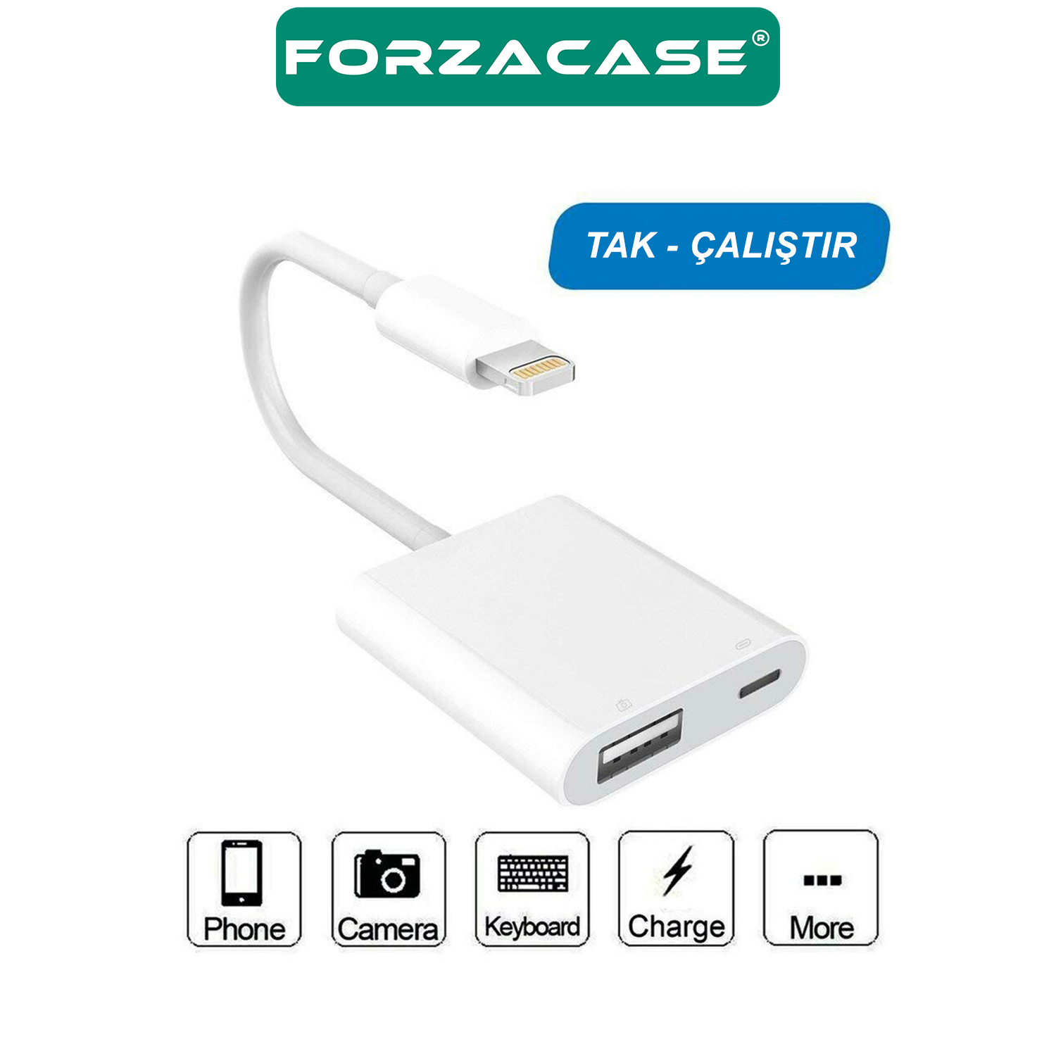 Forzacase%20Lightning%20to%20Type%20C%20USB%203.0%20iphone%20iPad%20Bağlantı%20Şarj%20ve%20Kamera%20Adaptörü%20-%20FC489