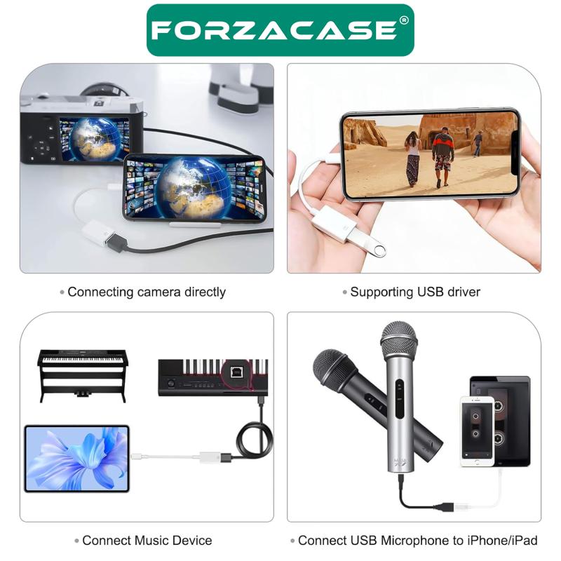 Forzacase%20iPhone%20iPad%20Lightning%20to%20USB%20Tak%20Çalıştır%20Kamera%20Adaptörü%20-%20FC490