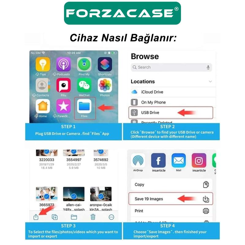 Forzacase%20iPhone%20iPad%20Lightning%20to%20USB%20Tak%20Çalıştır%20Kamera%20Adaptörü%20-%20FC490