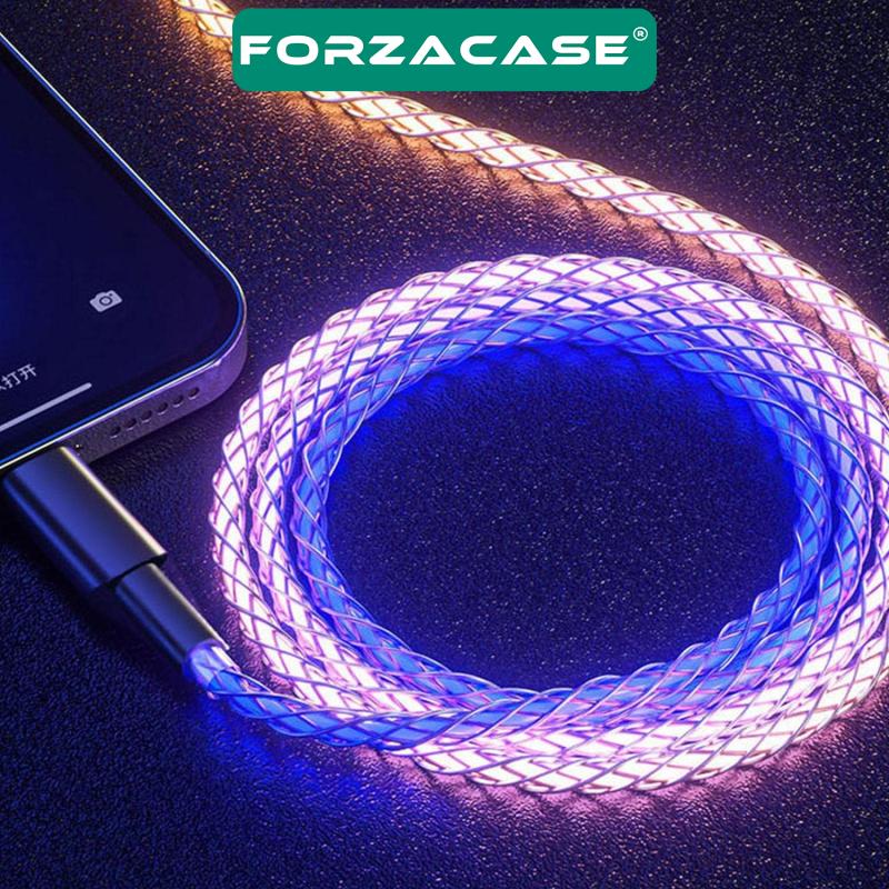 Forzacase%20Micro%20USB%20to%20USB%206A%2066W%20PD%20RGB%20Işıklı%20Hızlı%20Şarj%20ve%20Data%20Kablosu%201%20metre%20-%20FC494