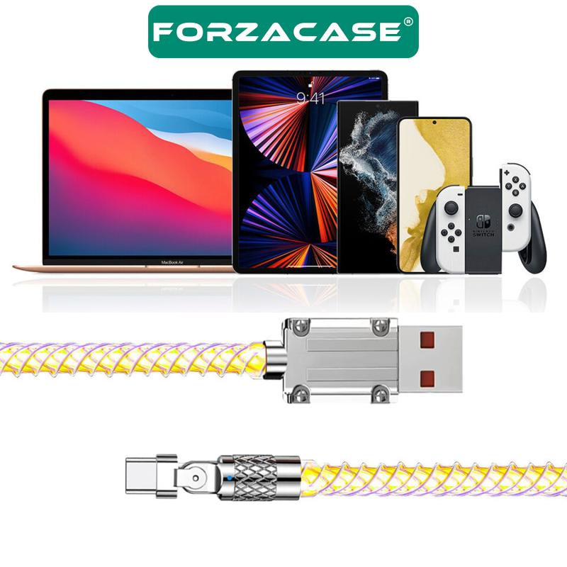 Forzacase%20Lightning%20to%20USB%206A%2066W%20PD%20RGB%20Işıklı%20Hızlı%20Şarj%20ve%20Data%20Kablosu%201%20metre%20-%20FC493