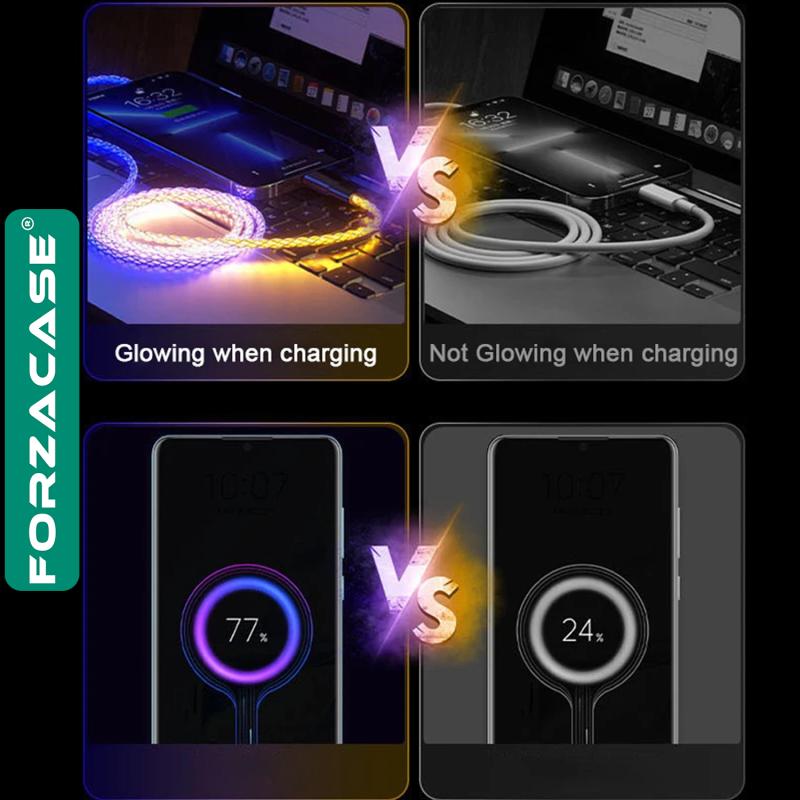 Forzacase%20Lightning%20to%20USB%206A%2066W%20PD%20RGB%20Işıklı%20Hızlı%20Şarj%20ve%20Data%20Kablosu%201%20metre%20-%20FC493