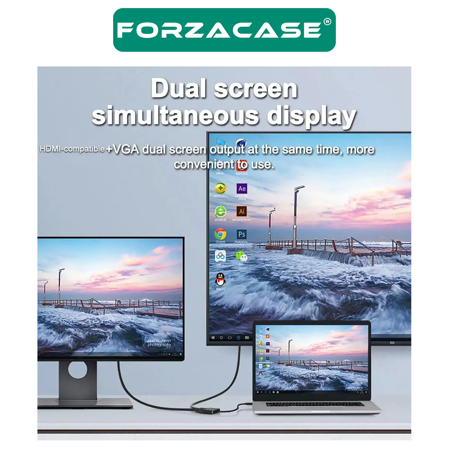 Forzacase%20USB%203.0%20to%20HDMI%20VGA%20Çevirici%203.5mm%20Aux%20Destekli%20Adaptör%20Görüntü%20ve%20Ses%20Aktarıcı%20-%20FC498