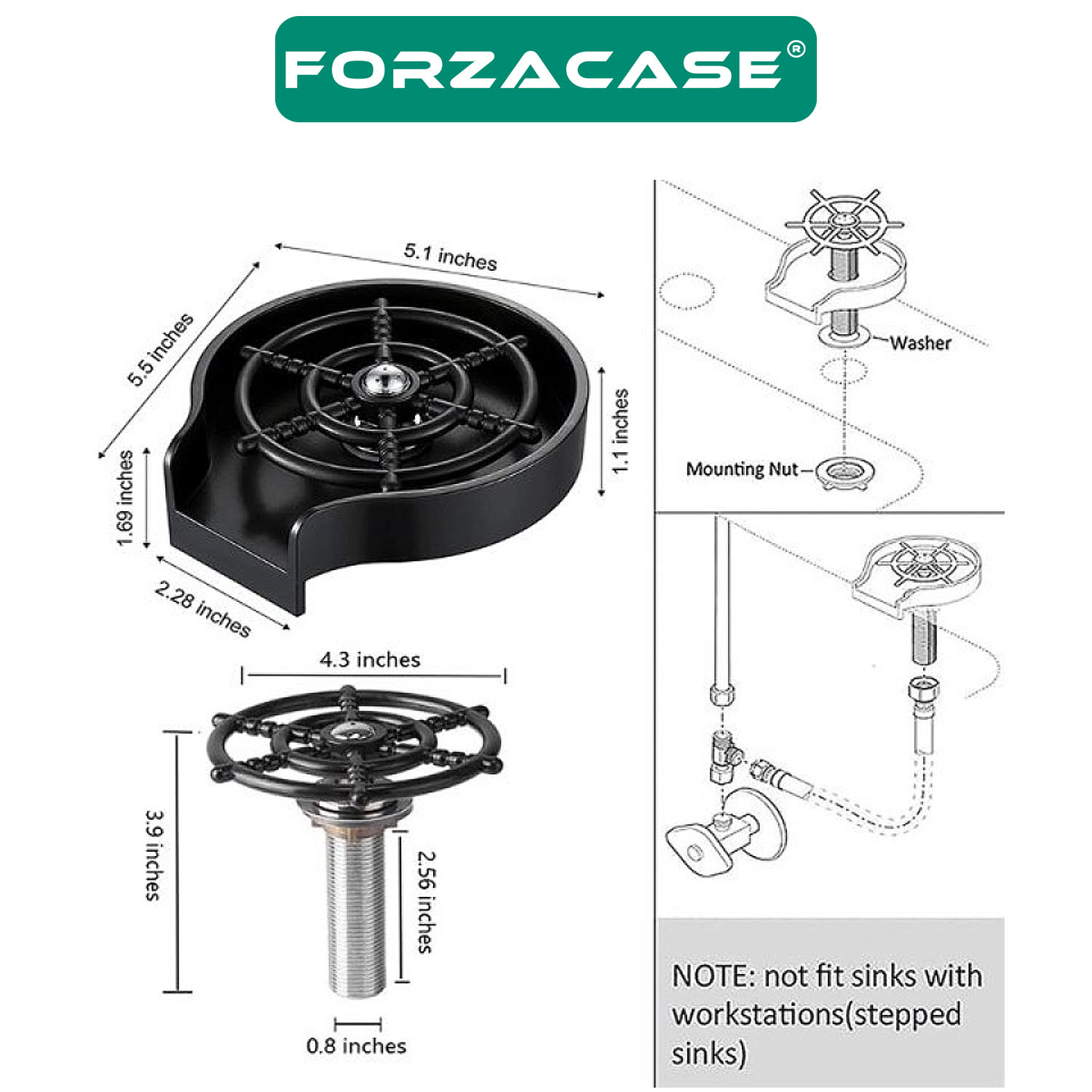 Forzacase%20Yüksek%20Basınçlı%20Otomatik%20Bulaşık%20Bardak%20Yıkama%20Aparatı%20-%20FC550