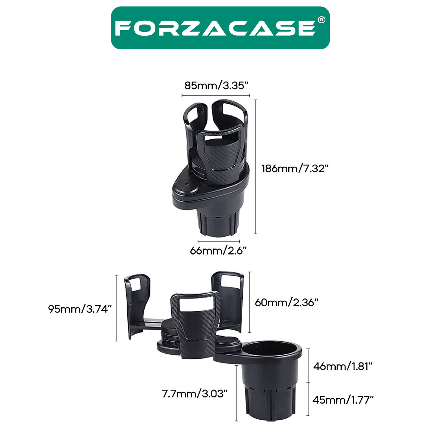 Forzacase%20Karbonfiber%20Görünümlü%202in1%20Multifonksiyonel%20Araç%20İçi%20Bardak%20Tutucu%20-%20FC551