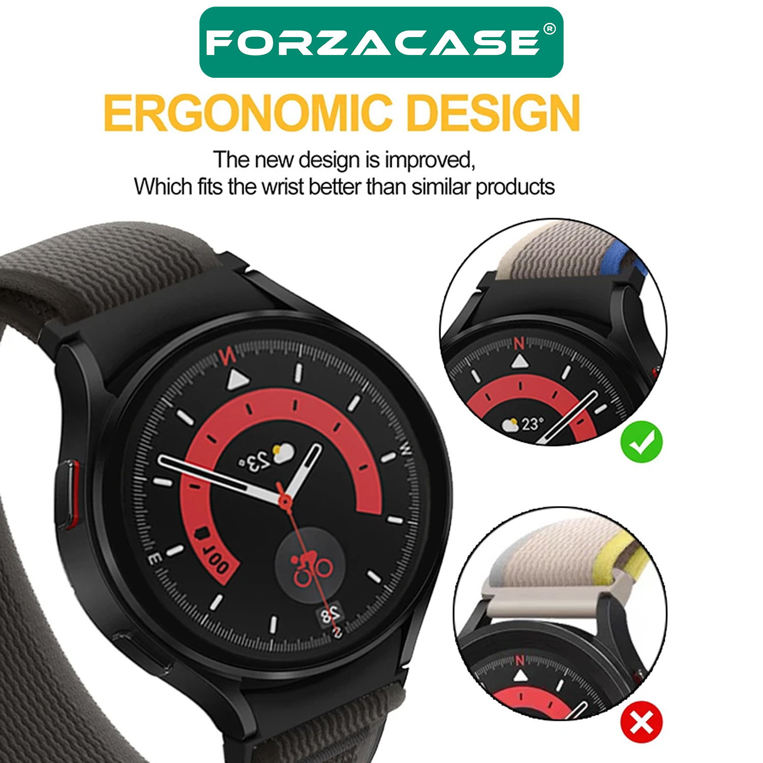 Forzacase%20Samsung%20Galaxy%20Watch%204%2044mm%20ile%20uyumlu%20Trial%20Cırtlı%20Hasır%20Kumaş%20Kordon%20Kayış%20-%20FC566