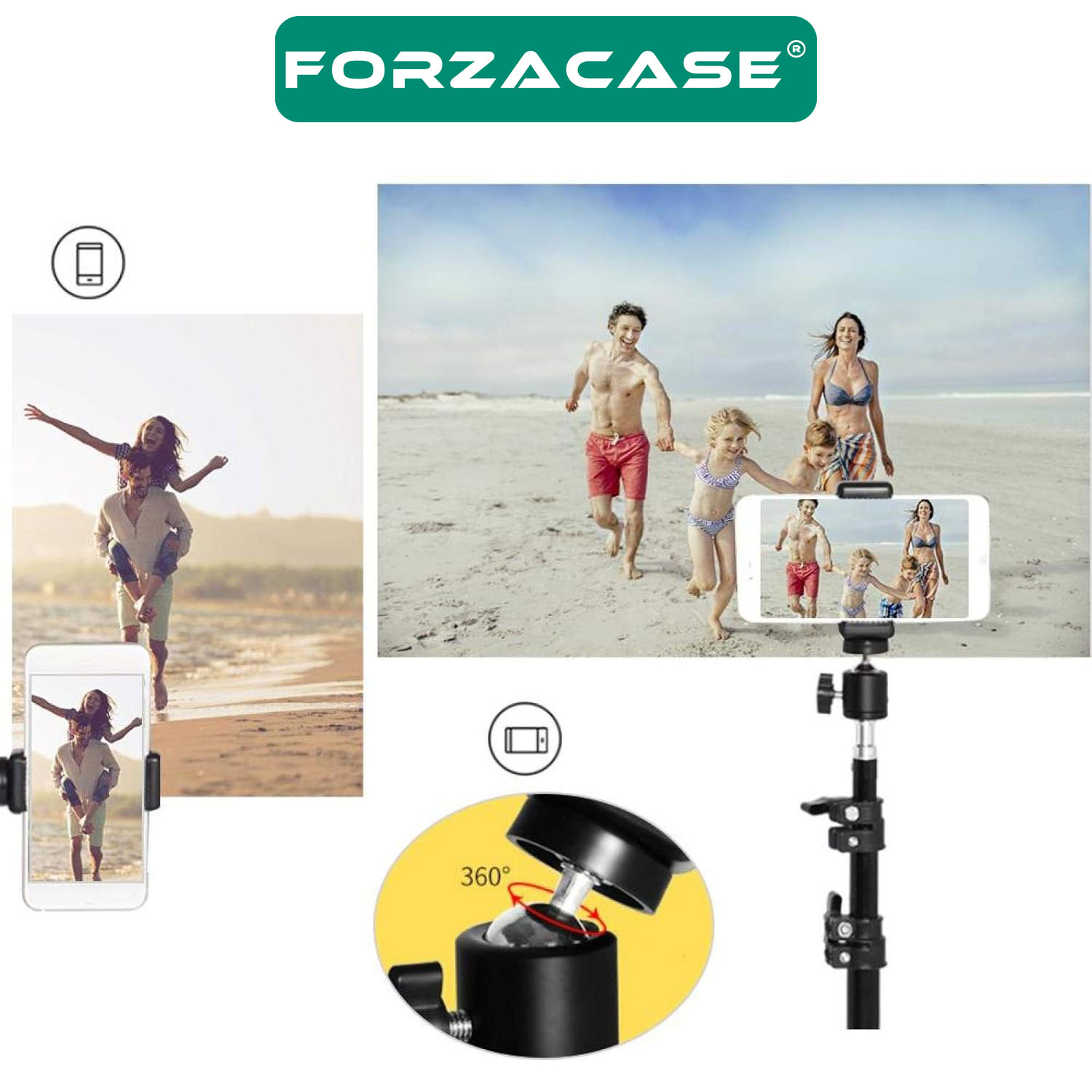 Forzacase%20Huawei%20Honor%20Telefonlar%20ile%20uyumlu%20Bluetooth%20Kumandalı%20Alüminyum%20Tripod%20200%20cm%20FC576