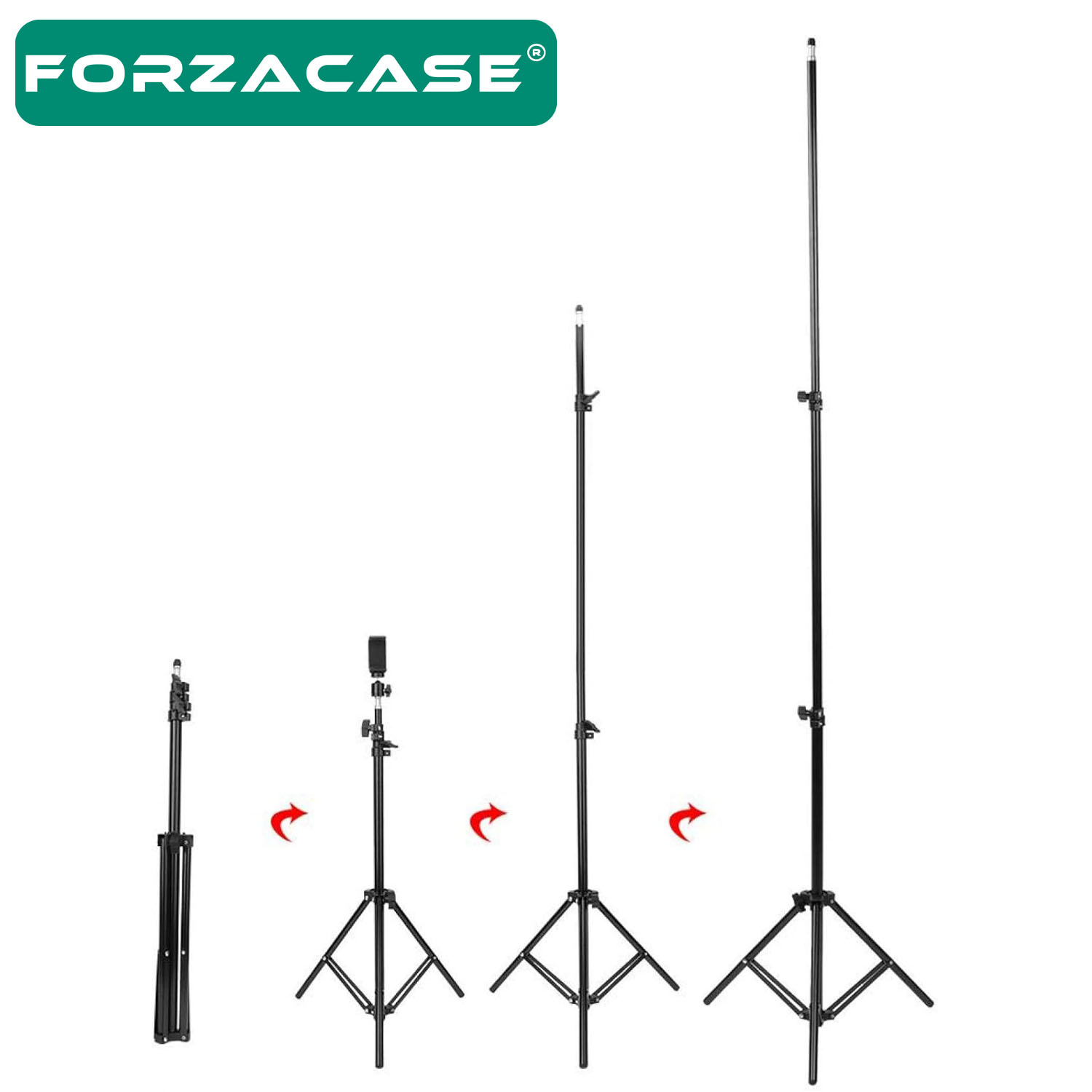 Forzacase%20Samsung%20Telefonlar%20ile%20uyumlu%20Bluetooth%20Kumandalı%20Alüminyum%20Tripod%20200%20cm%20FC576