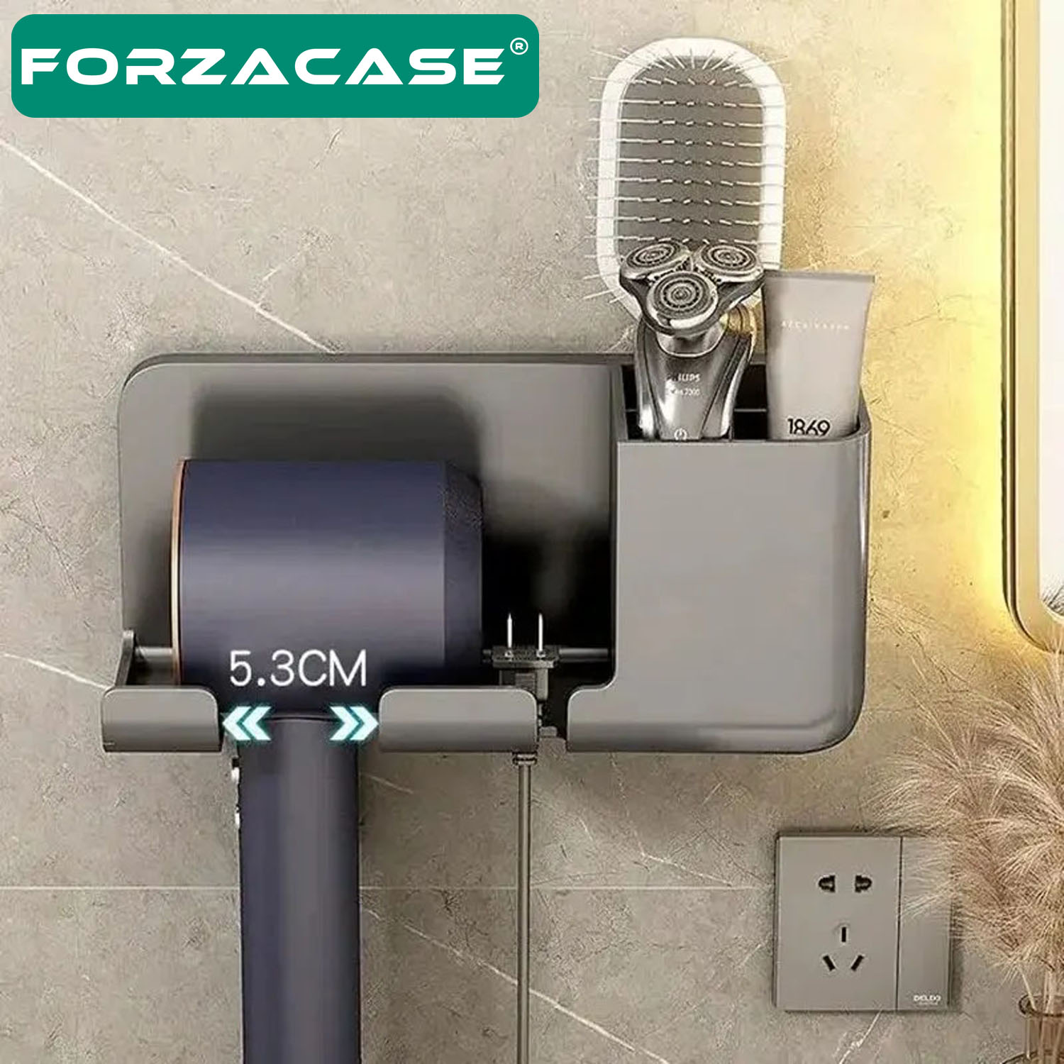 Forzacase%20Saç%20Kurutma%20Makinesi%20Askısı%20Tarak%20Tıraş%20Banyo%20Organizeri%20-%20FC651