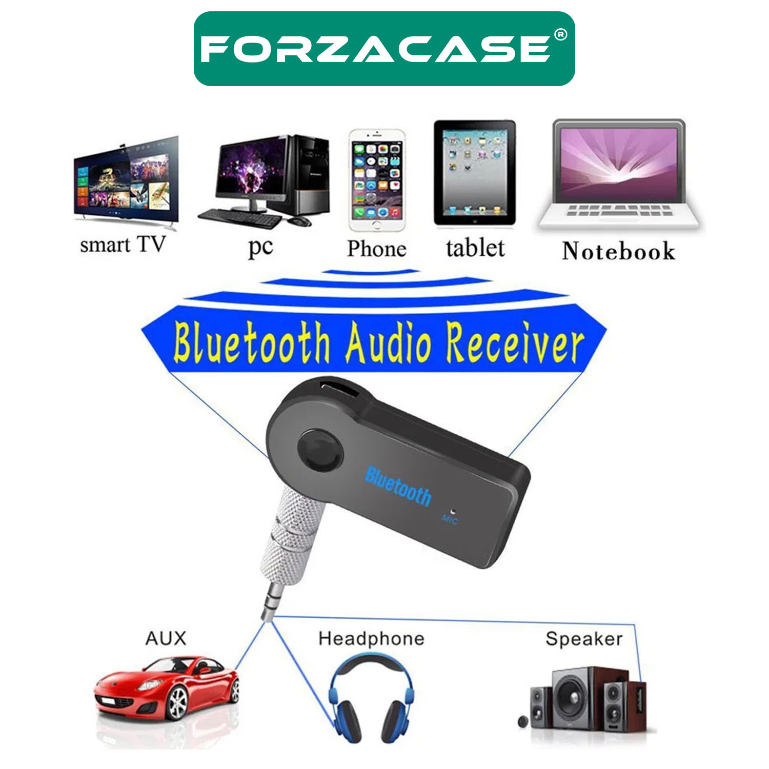 Forzacase%20Bluetooth%20Aux%20Müzik%20Alıcısı%20Araç%20Kiti%20Bluetooth%20Çevirici%20-%20FC658