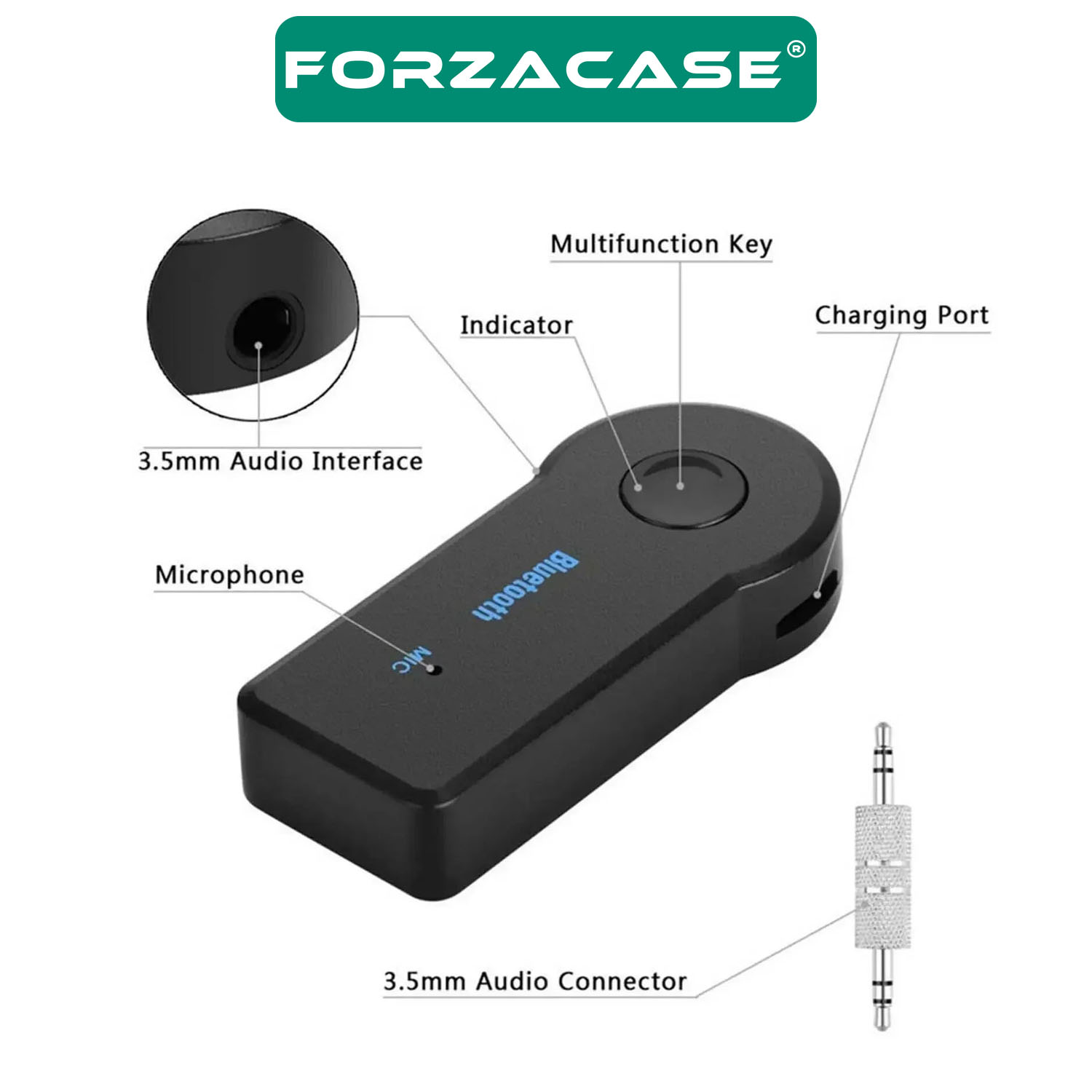 Forzacase%20Bluetooth%20Aux%20Müzik%20Alıcısı%20Araç%20Kiti%20Bluetooth%20Çevirici%20-%20FC658